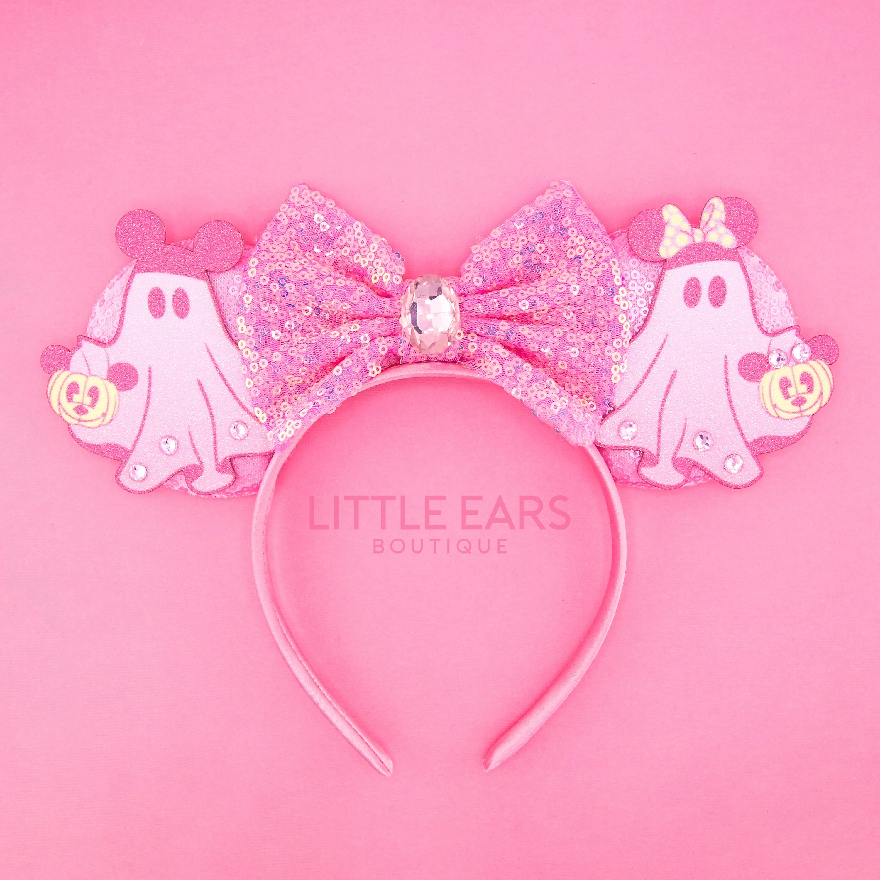 Pink Ghosts Halloween Mickey Ears