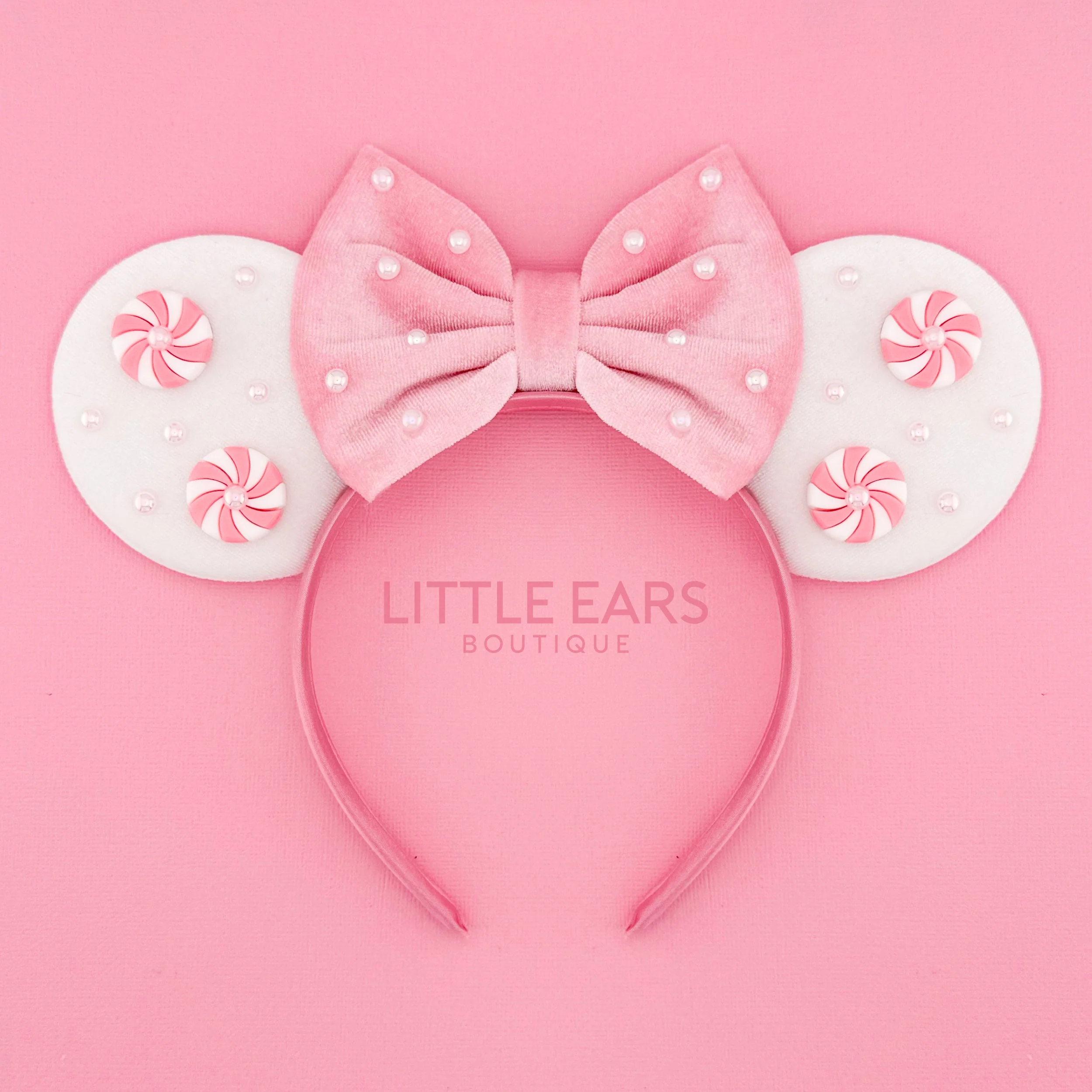 Pink Velvet Christmas Mickey Ears