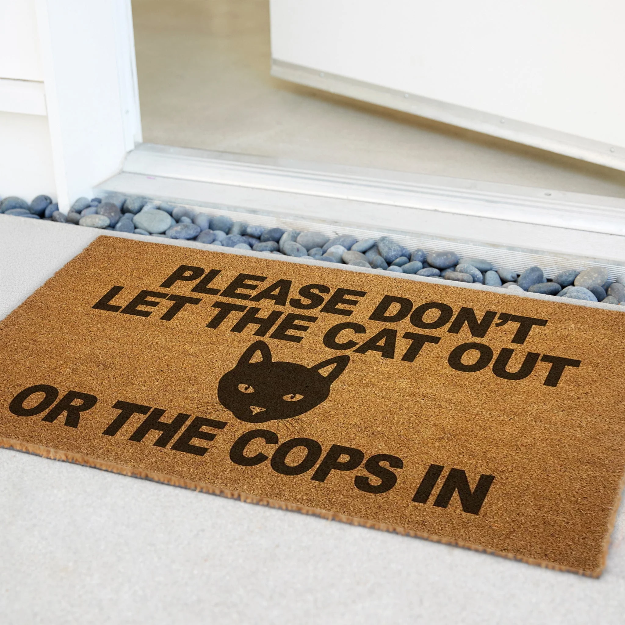 Please Don't Let the Cat Out or the Cops In Door Mat - Image 2