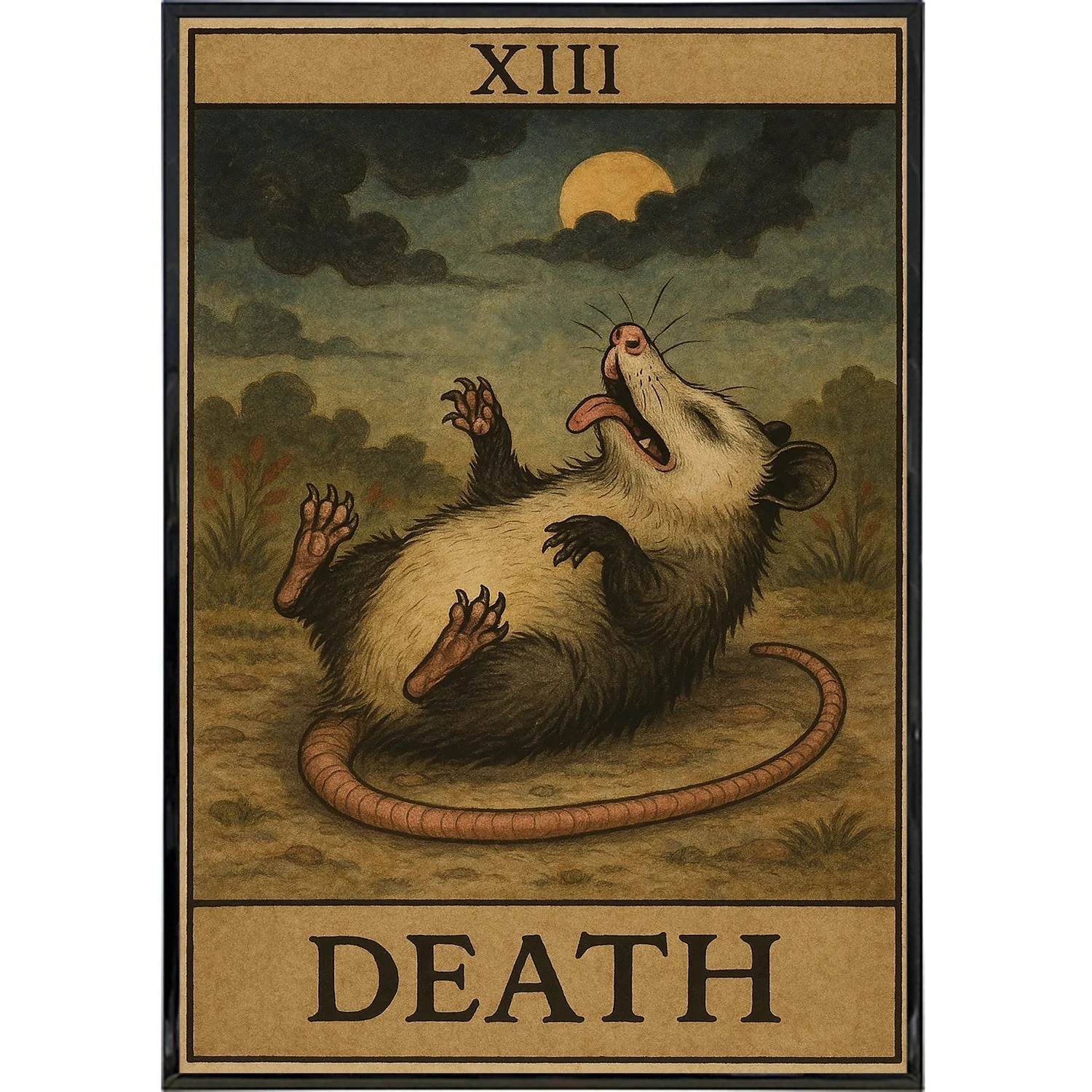 Possum Playing Death Tarot Original Poster Print