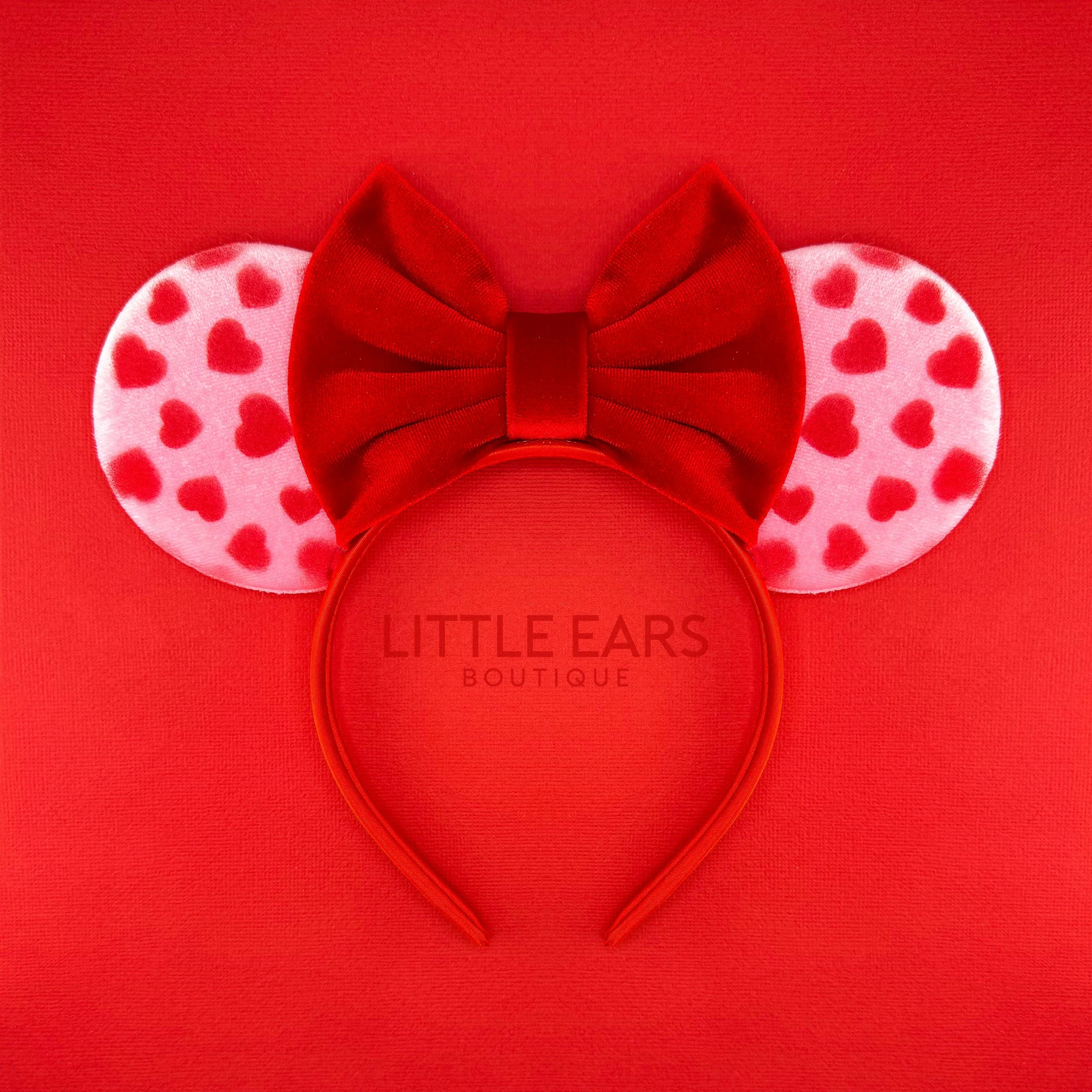 Red & Pink Hearts Velvet Minnie Ears