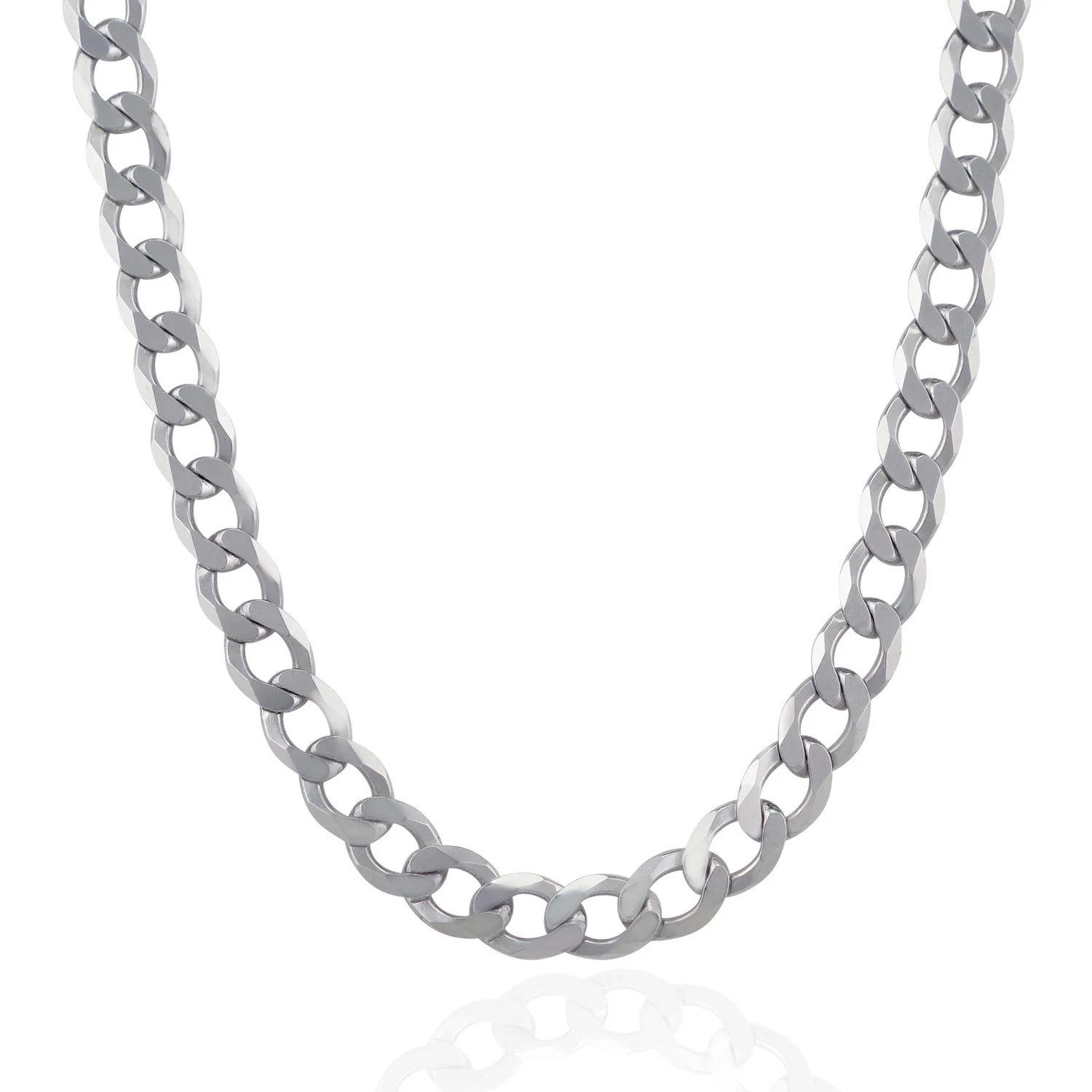 Rhodium Plated 11.6mm Sterling Silver Curb Style Chain - Image 6