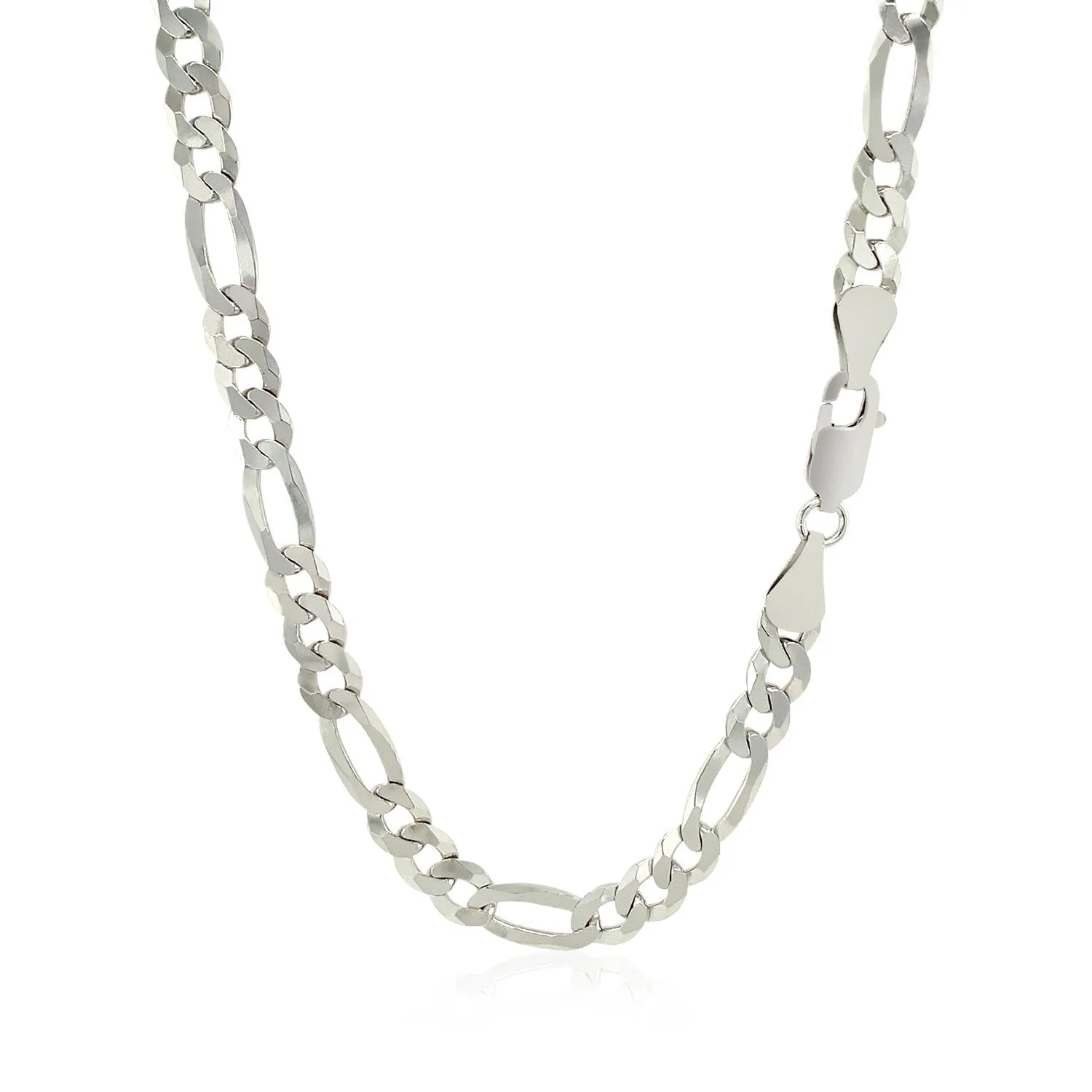 Rhodium Plated 5.5mm Sterling Silver Figaro Style Chain - Image 7