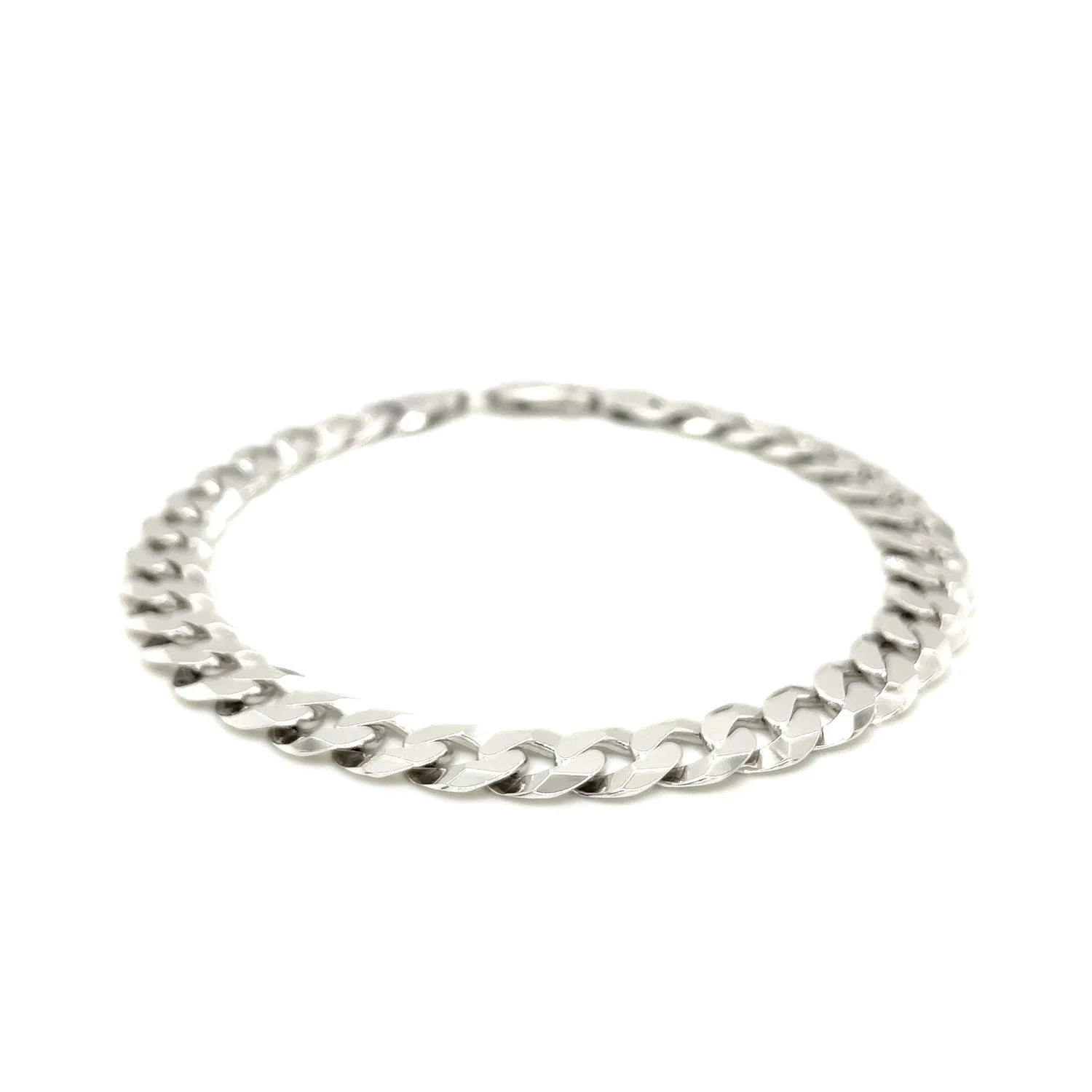 Rhodium Plated 7.9mm Sterling Silver Curb Style Bracelet - Image 2