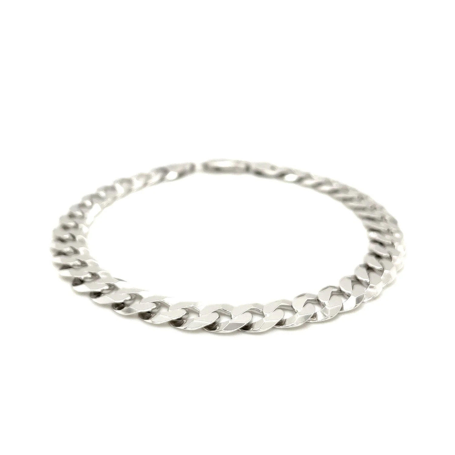 Rhodium Plated 7.9mm Sterling Silver Curb Style Bracelet - Image 6