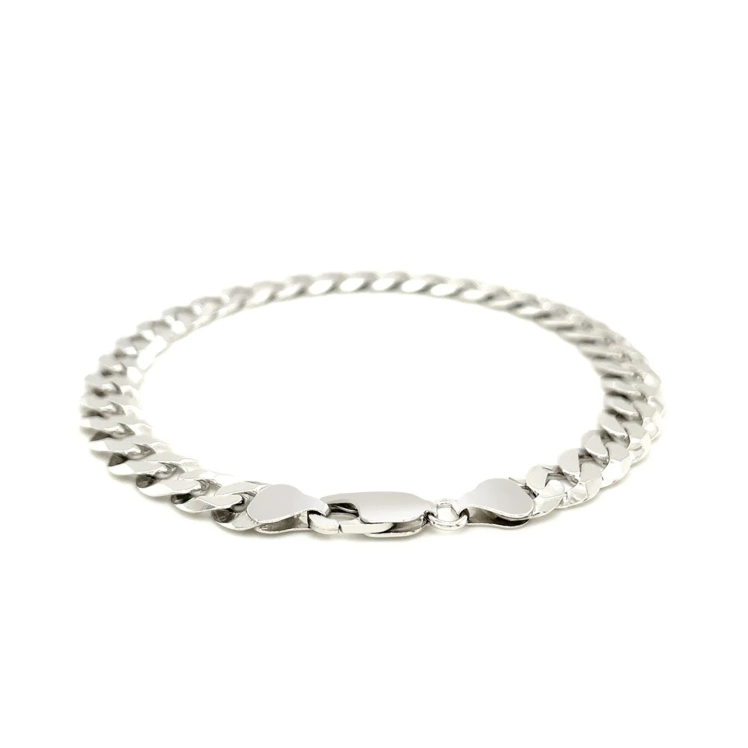 Rhodium Plated 7.9mm Sterling Silver Curb Style Bracelet - Image 7