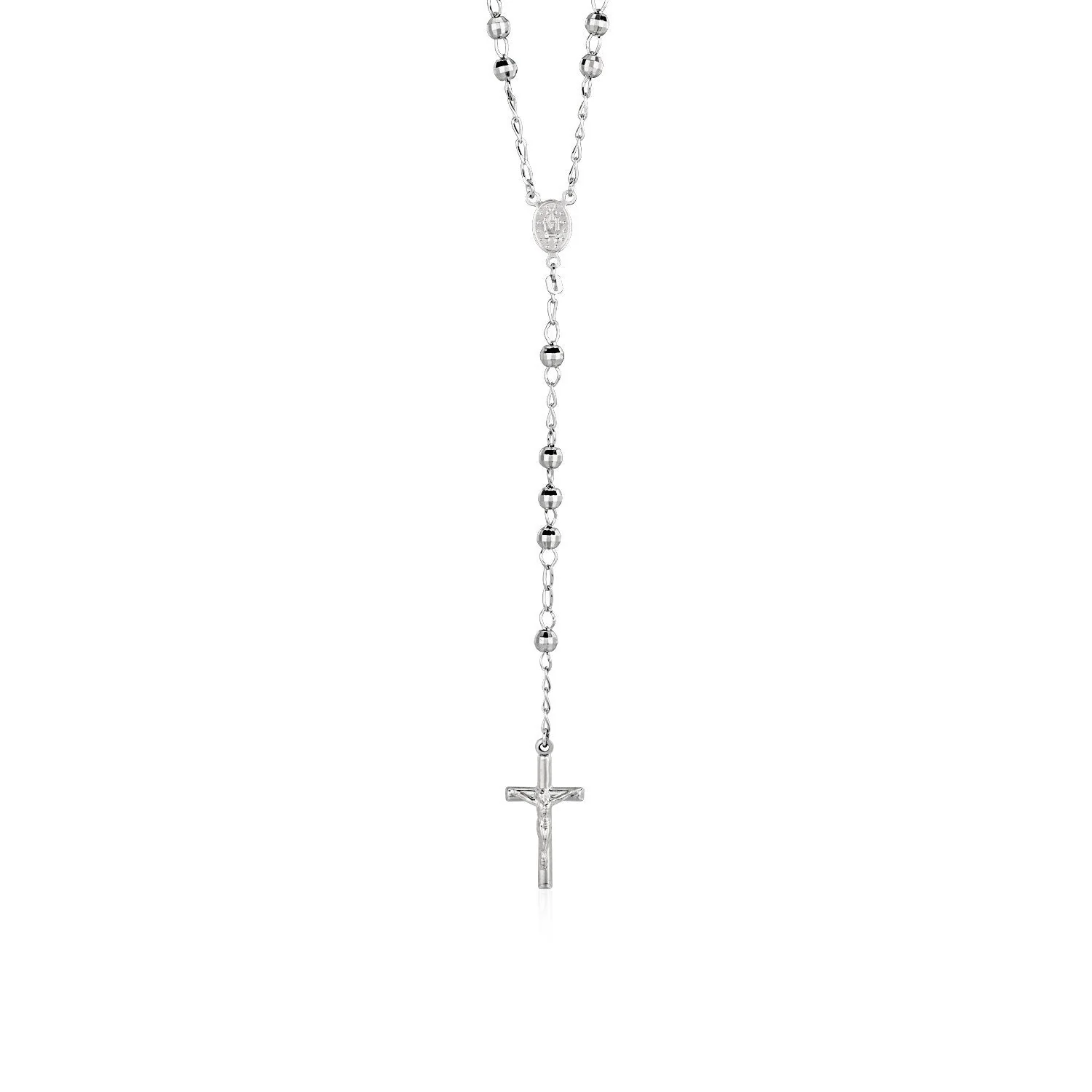 Rosary Chain and Large Bead Necklace in Sterling Silver - Image 3