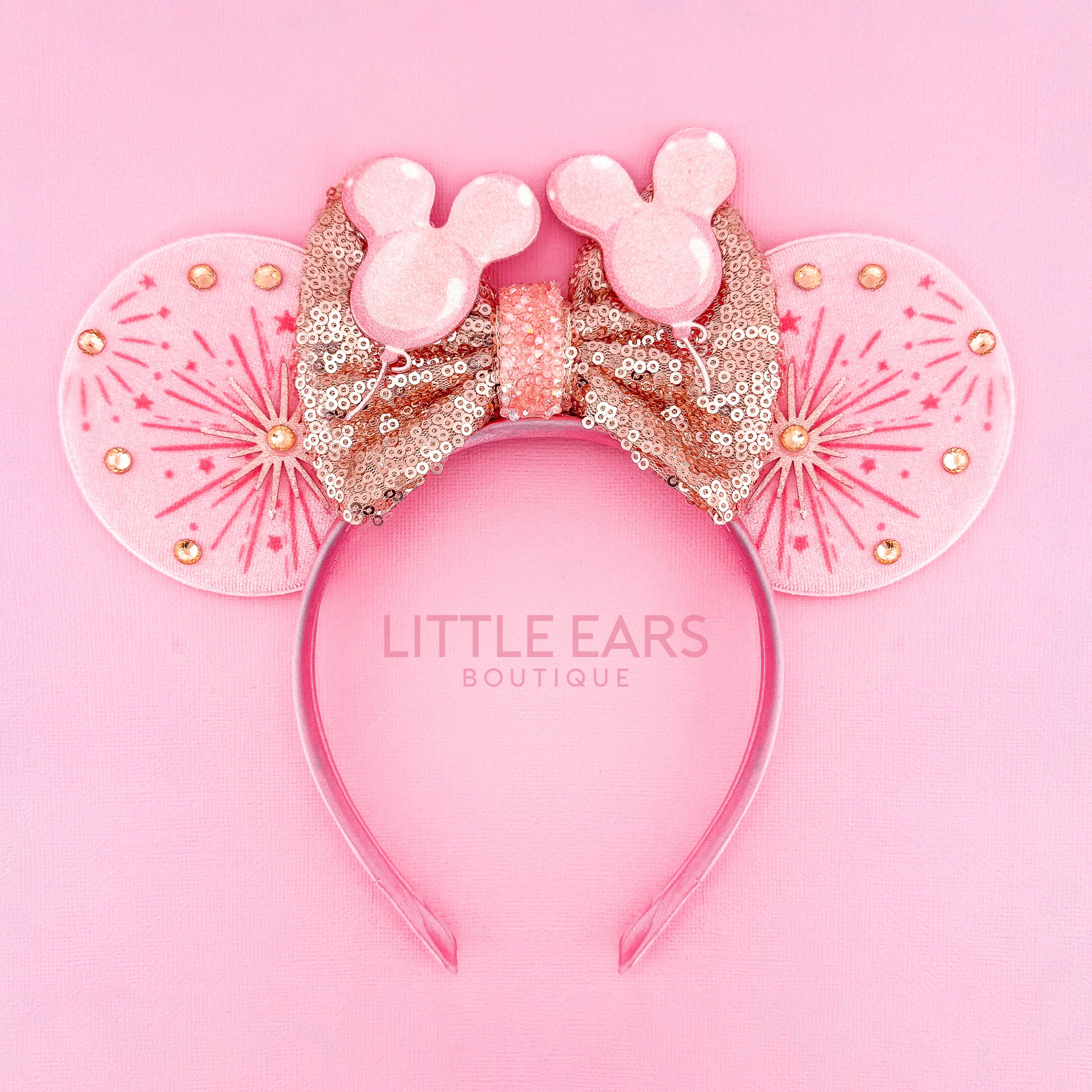 Rose & Pink Balloons Mickey Ears