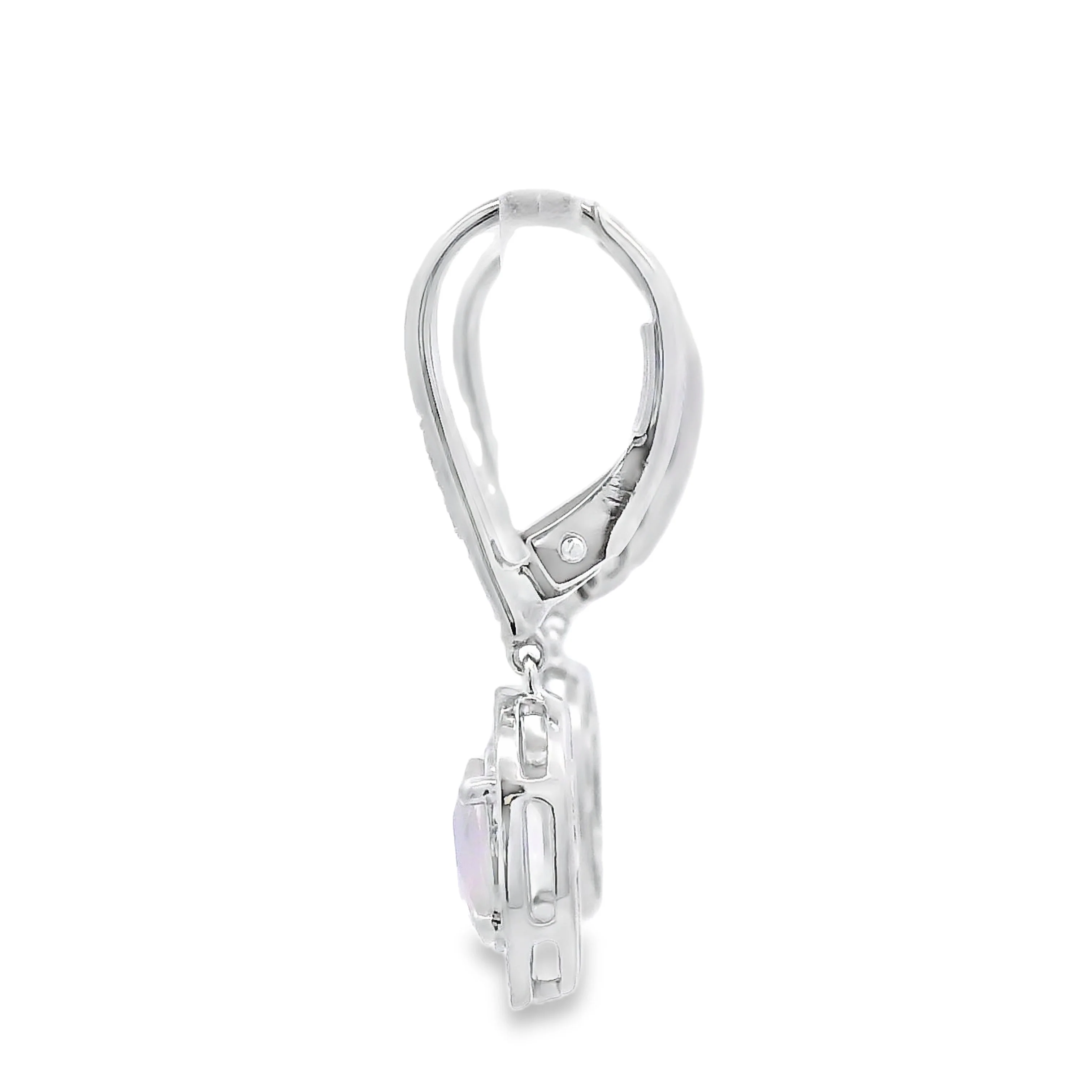 Rose Quartz Diamond Dangle Earrings 10KT White Gold - Image 2