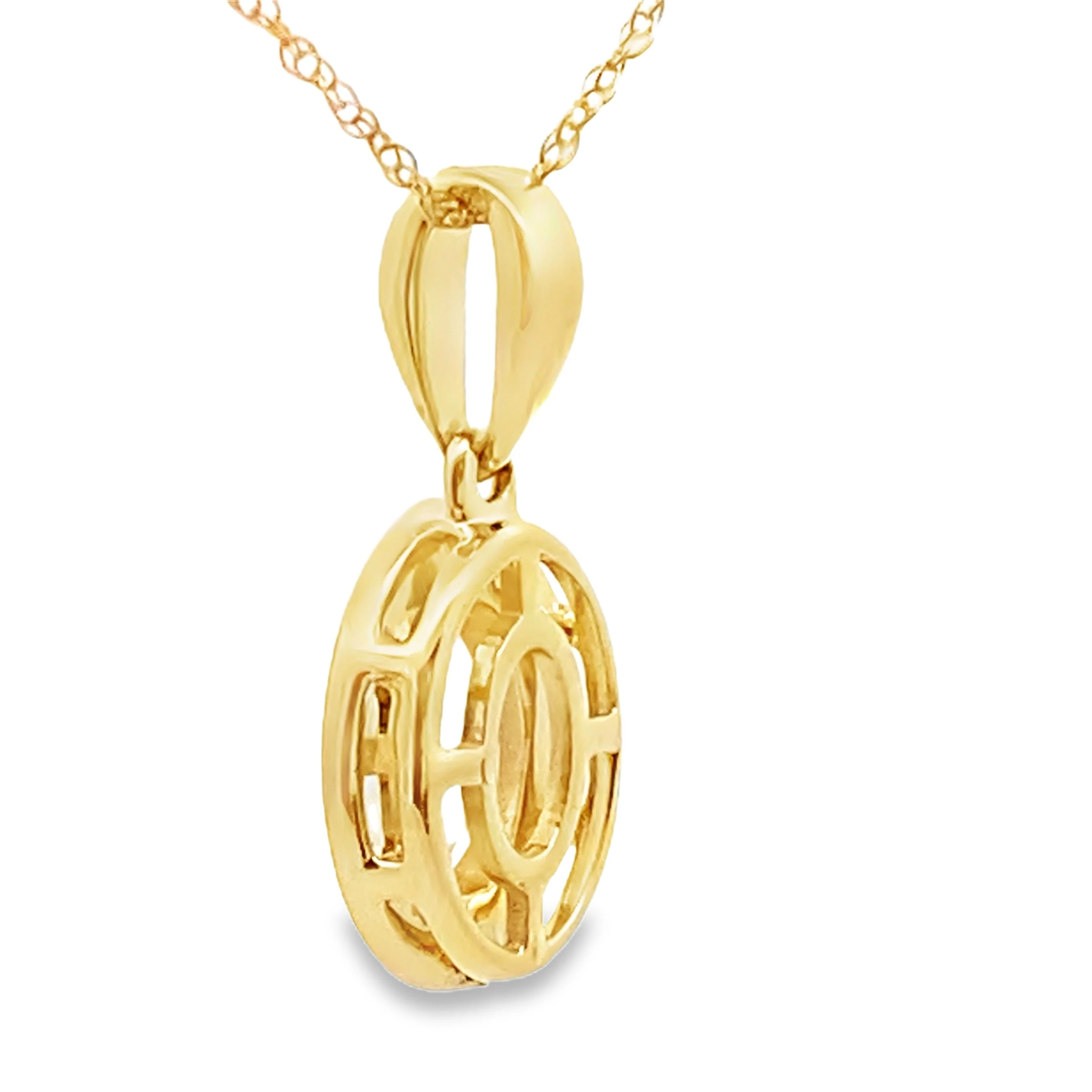 Rose Quartz Diamond Fashion Pendants 10KT Yellow Gold - Image 2
