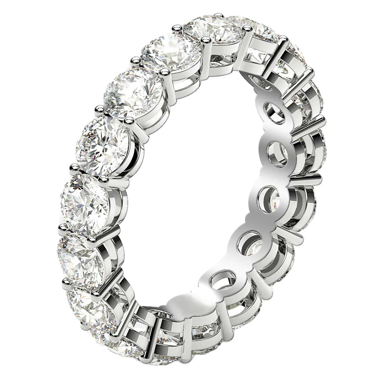 Round Cut Lab Grown Diamond Eternity Ring in 14k White Gold (3 cttw FG/VS2) - Image 10