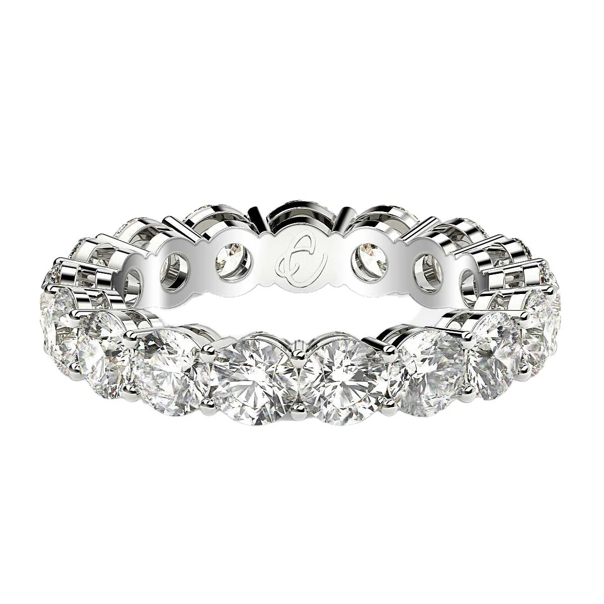 Round Cut Lab Grown Diamond Eternity Ring in 14k White Gold (3 cttw FG/VS2) - Image 2
