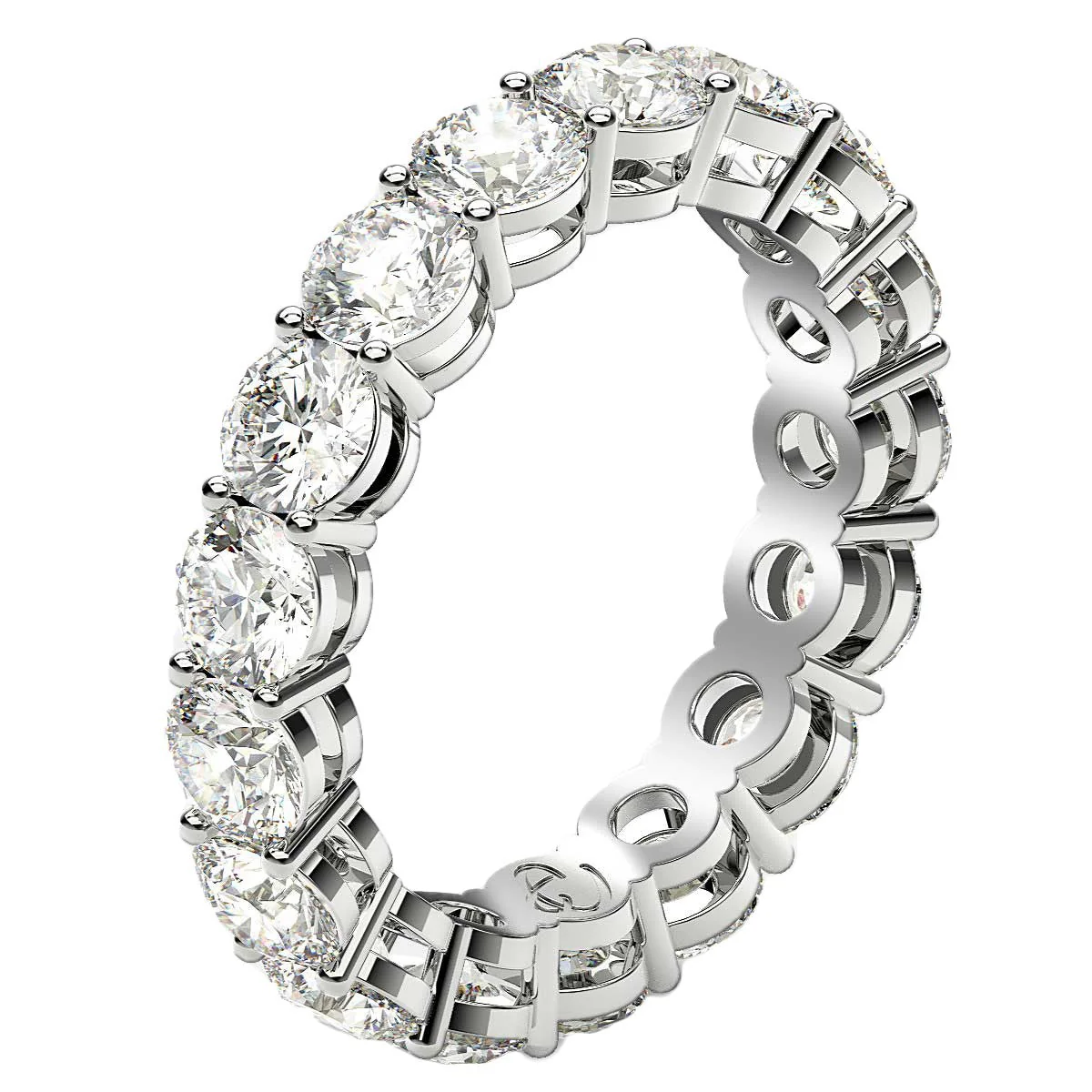 Round Cut Lab Grown Diamond Eternity Ring in 14k White Gold (3 cttw FG/VS2) - Image 4