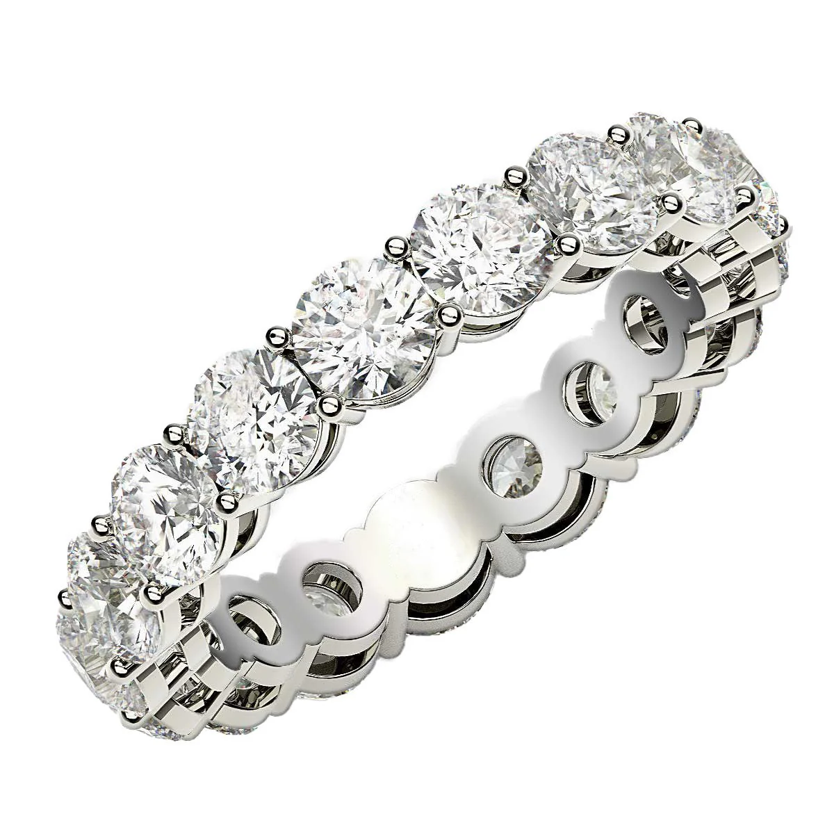 Round Cut Lab Grown Diamond Eternity Ring in 14k White Gold (3 cttw FG/VS2) - Image 7