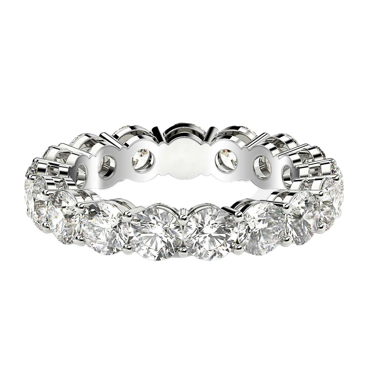 Round Cut Lab Grown Diamond Eternity Ring in 14k White Gold (3 cttw FG/VS2) - Image 8