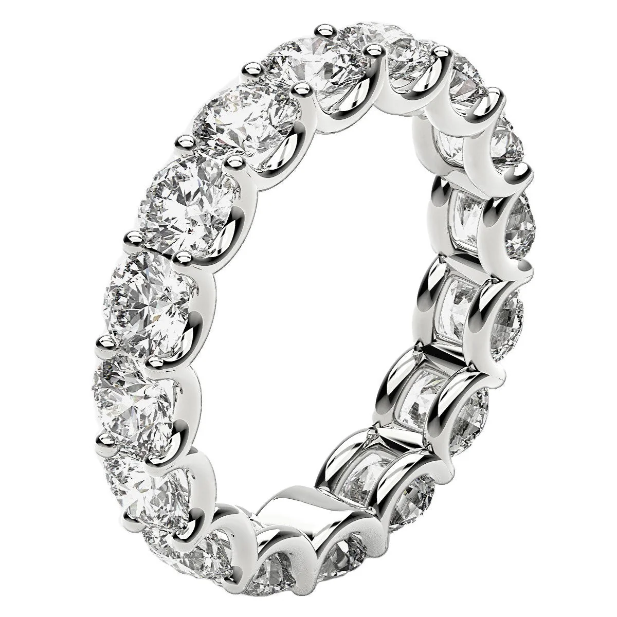 Round Cut Lab Grown Diamond Eternity Ring in 14k White Gold (4 cttw FG/VS2) - Image 10