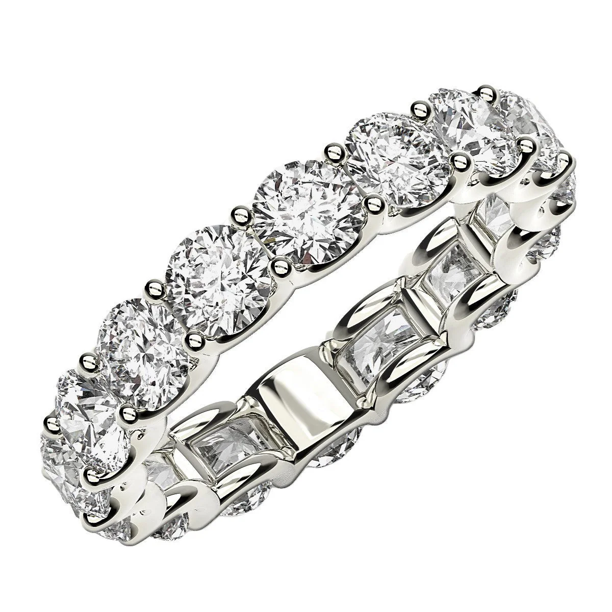 Round Cut Lab Grown Diamond Eternity Ring in 14k White Gold (4 cttw FG/VS2) - Image 7