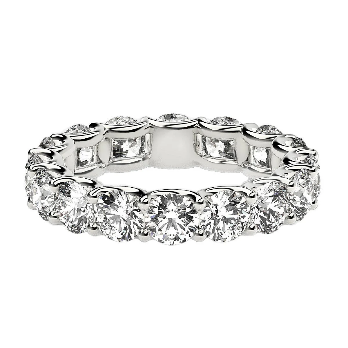 Round Cut Lab Grown Diamond Eternity Ring in 14k White Gold (4 cttw FG/VS2) - Image 8