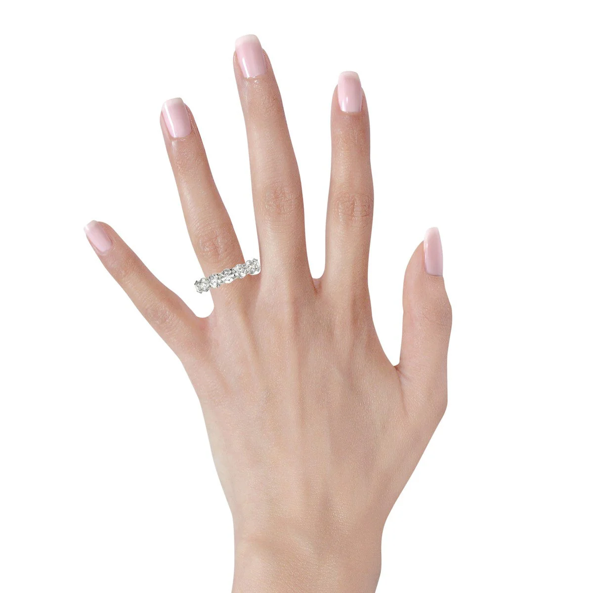 Round Cut Lab Grown Diamond Eternity Ring in 14k White Gold (5 cttw FG/VS2) - Image 11