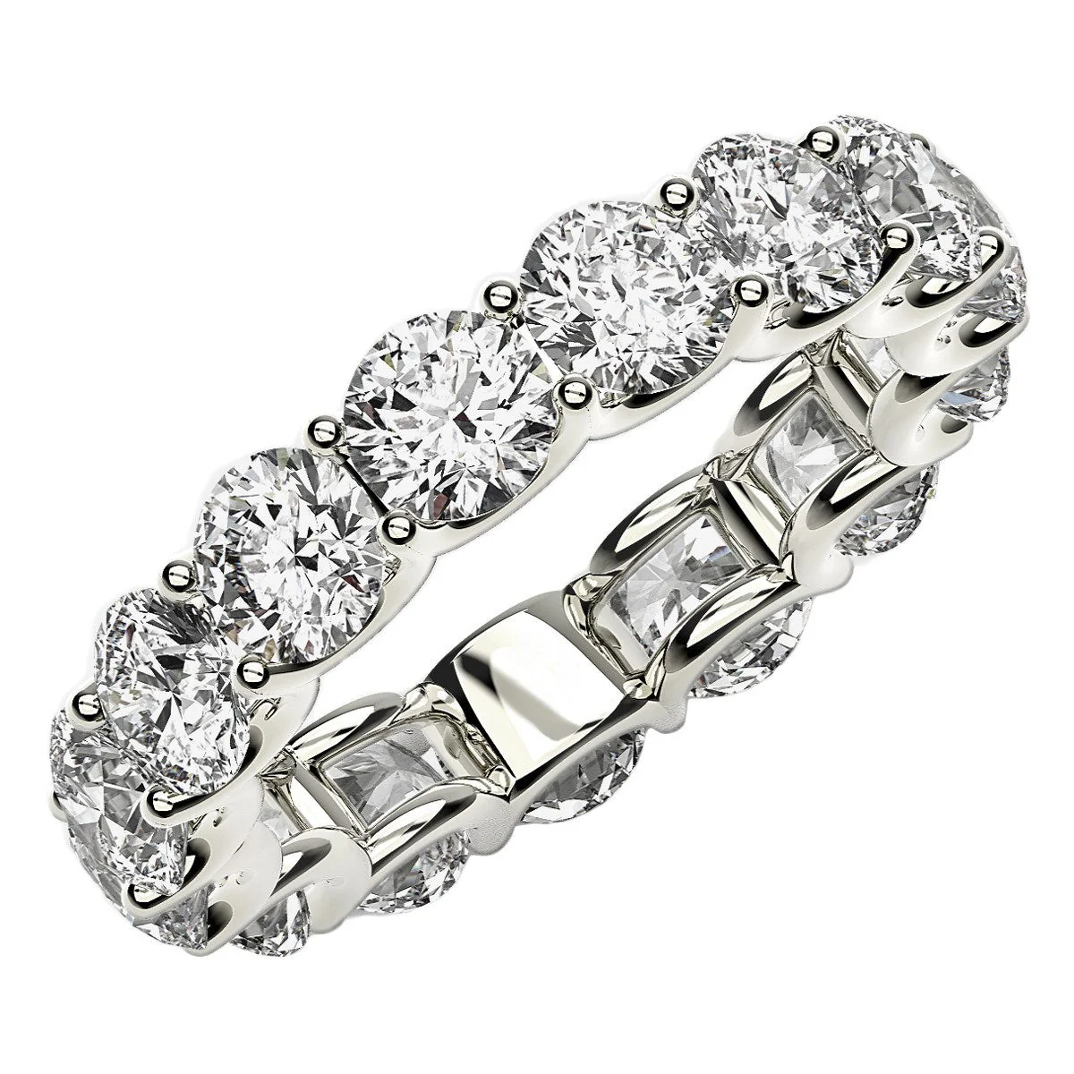 Round Cut Lab Grown Diamond Eternity Ring in 14k White Gold (5 cttw FG/VS2) - Image 7