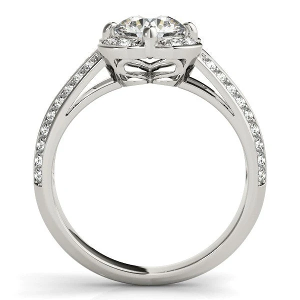 Round Diamond Floral Motif Engagement Ring in 14k White Gold (1 3/8 cttw) - Image 2