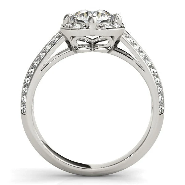 Round Diamond Floral Motif Engagement Ring in 14k White Gold (1 3/8 cttw) - Image 4