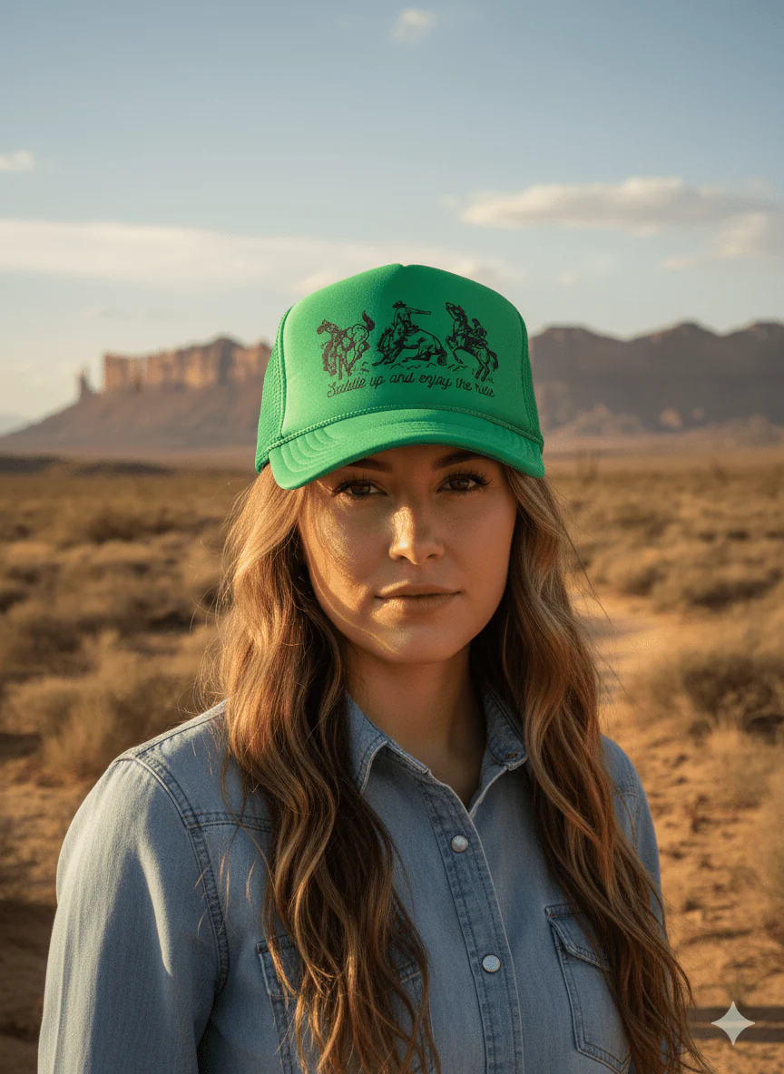 Saddle Up And Enjoy The Ride Trucker Hat - Image 2