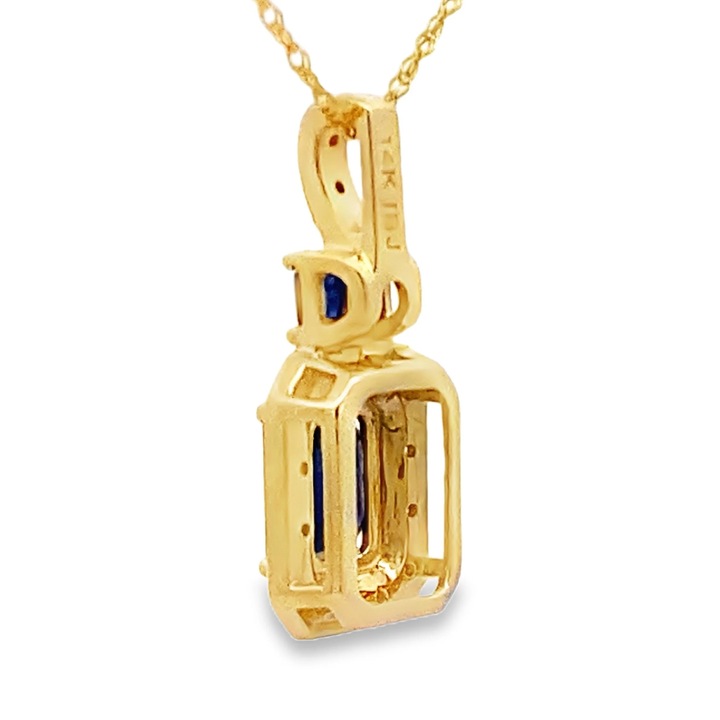Sapphire Diamond Fashion Pendants 14KT Yellow Gold - Image 2