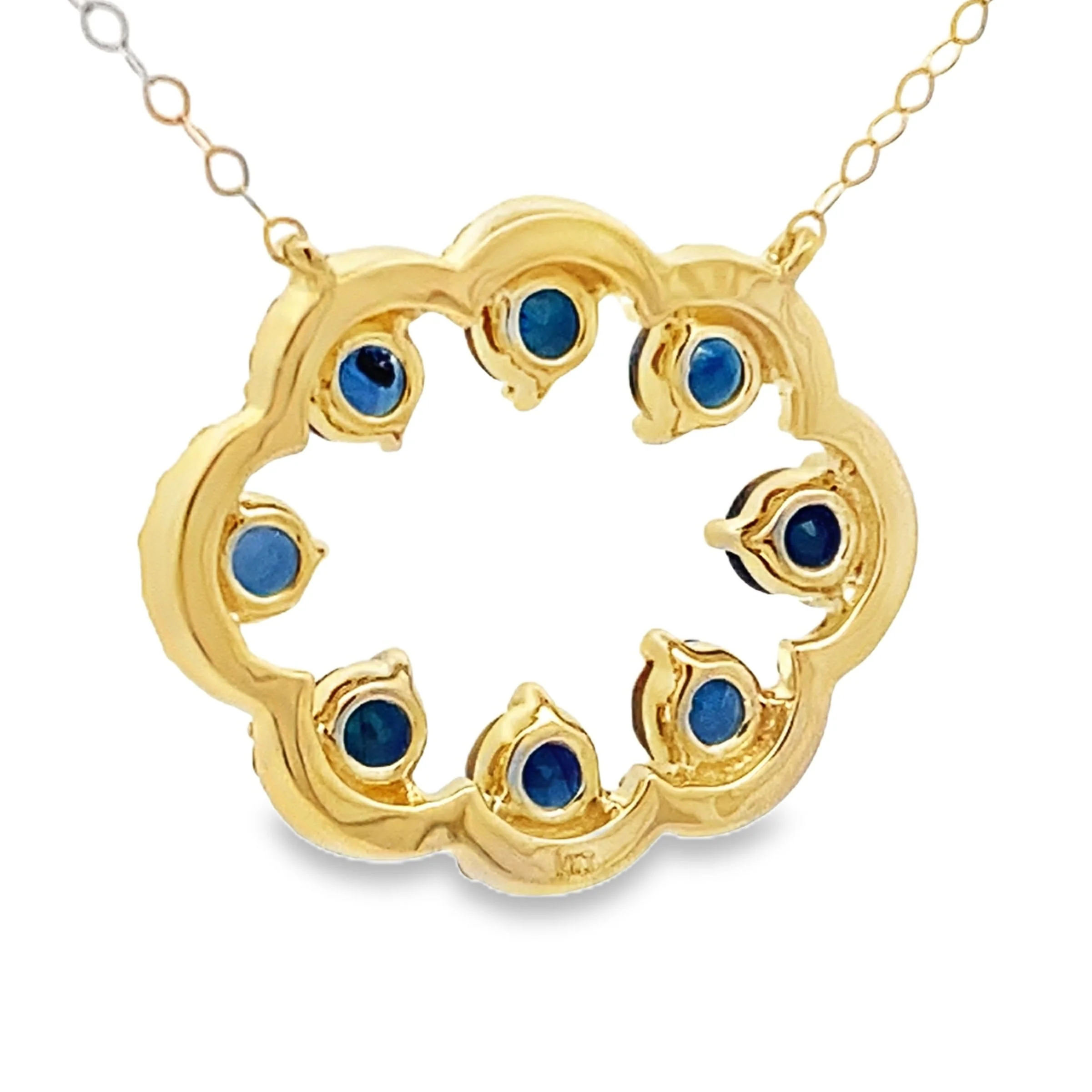 Sapphire Diamond Fashion Pendants 14KT Yellow Gold - Image 2