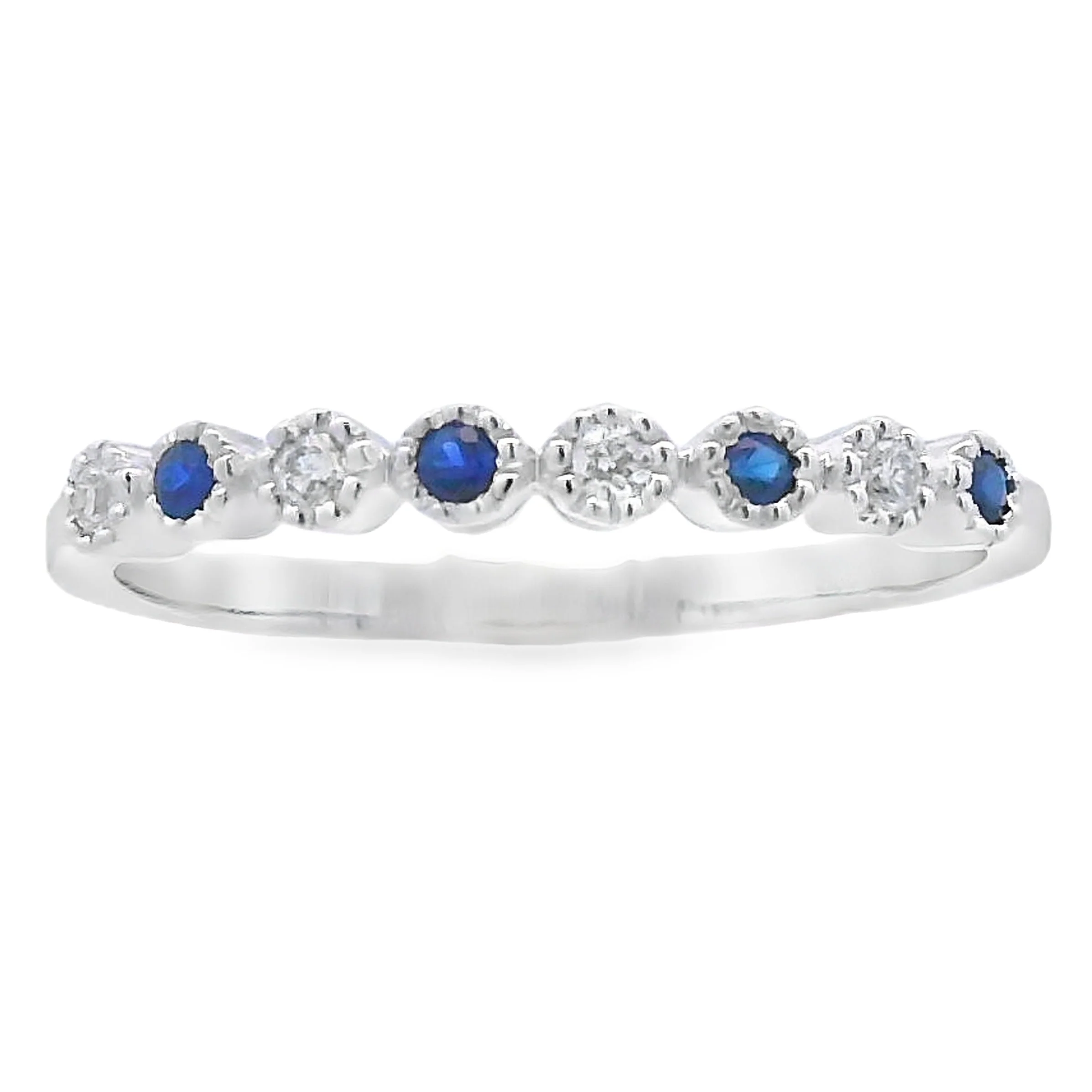 Sapphire Diamond stackable band set 14KT White Gold