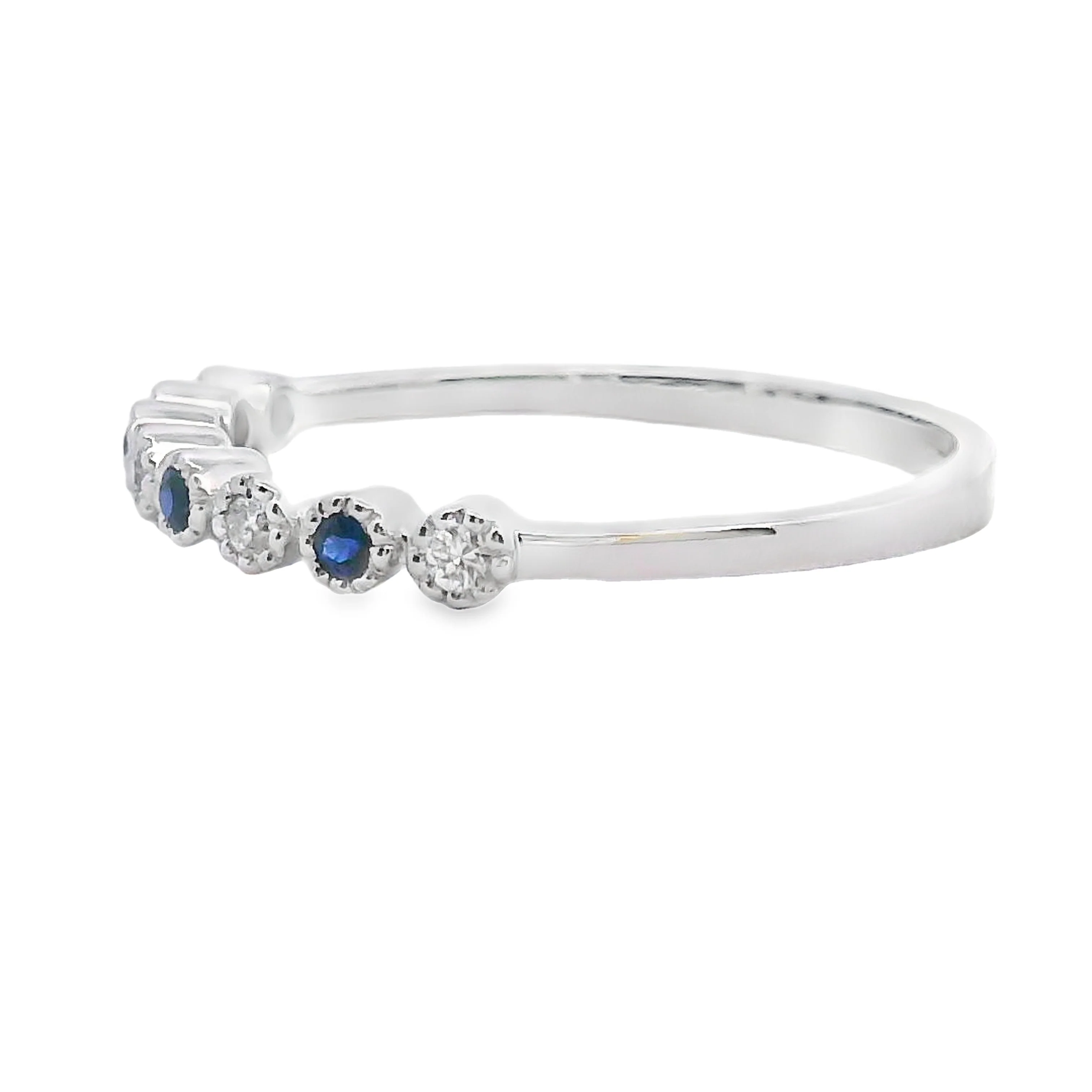 Sapphire Diamond stackable band set 14KT White Gold - Image 2