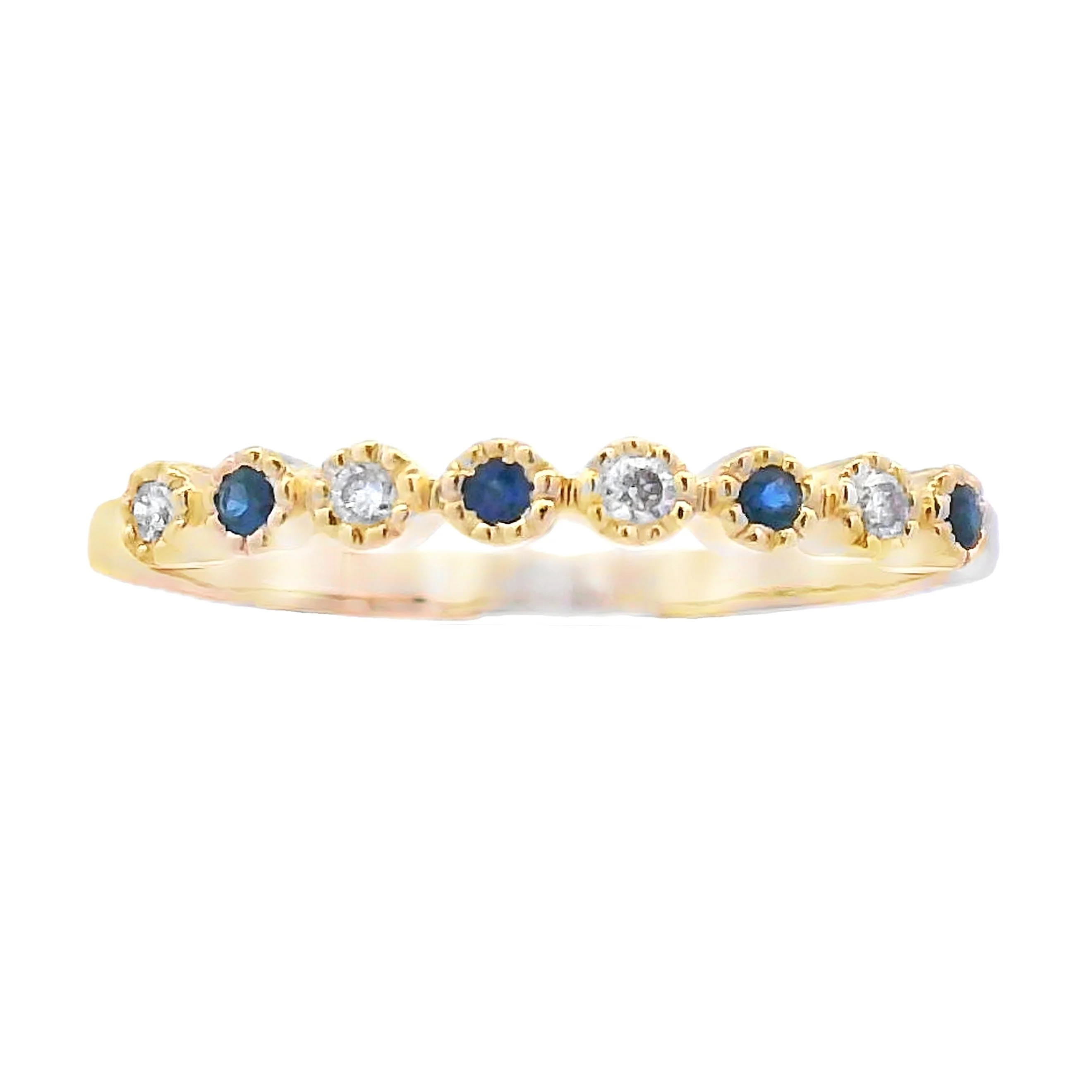 Sapphire Diamond stackable band set 14KT Yellow Gold