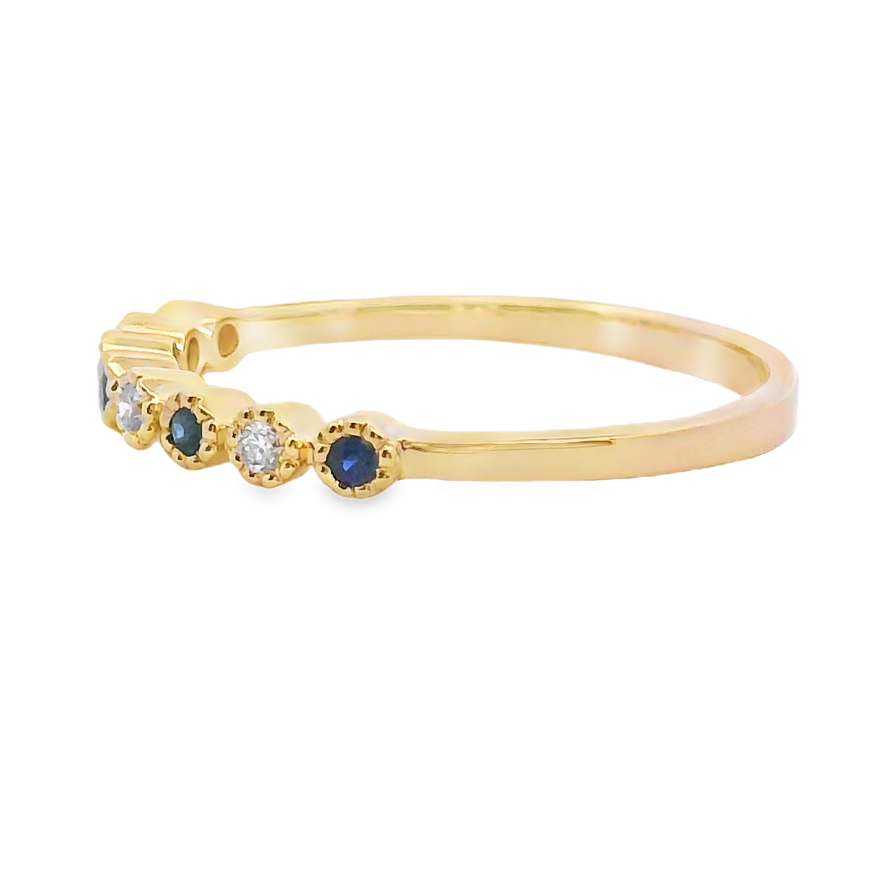 Sapphire Diamond stackable band set 14KT Yellow Gold - Image 2