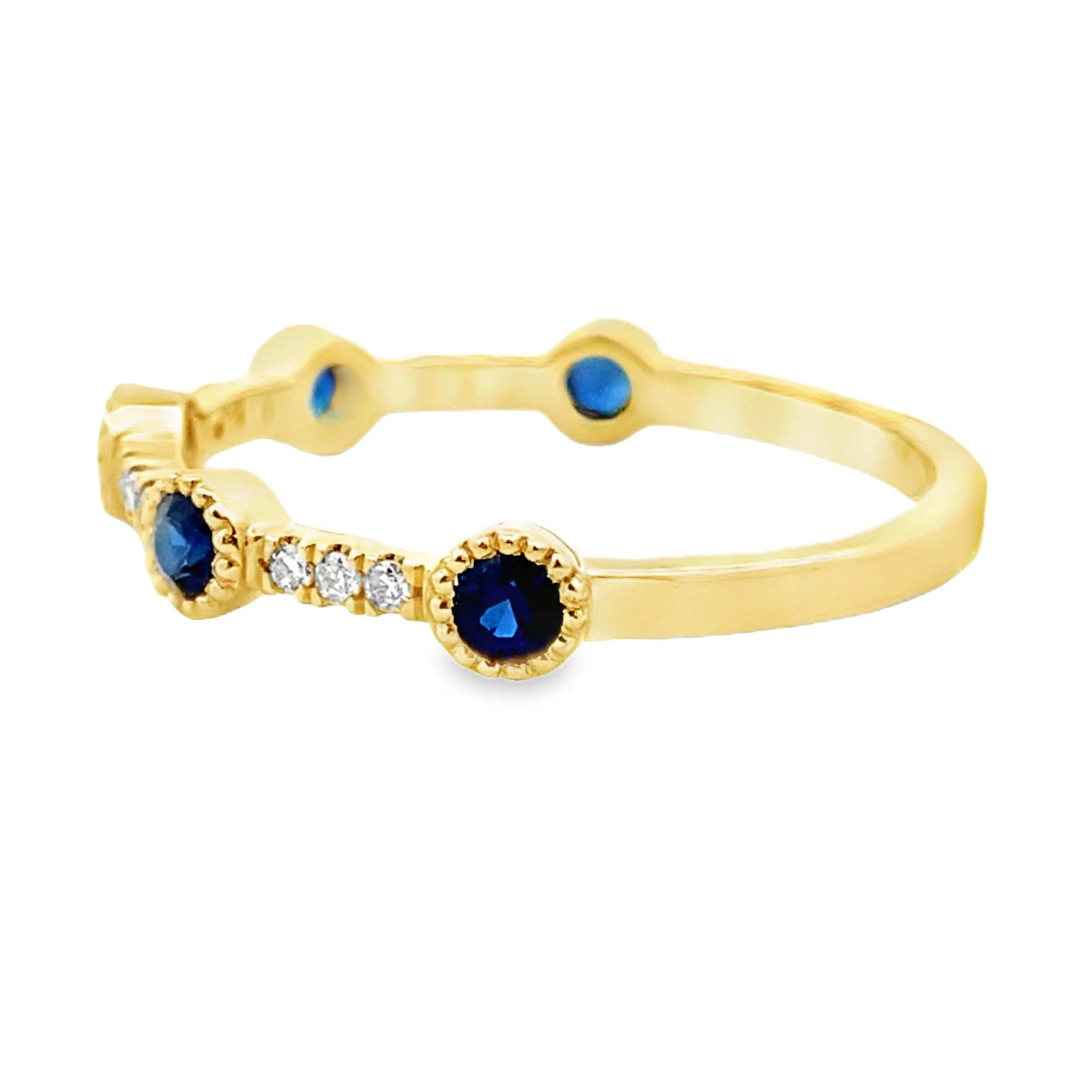 Sapphire Diamond stackable band set 14KT Yellow Gold - Image 2