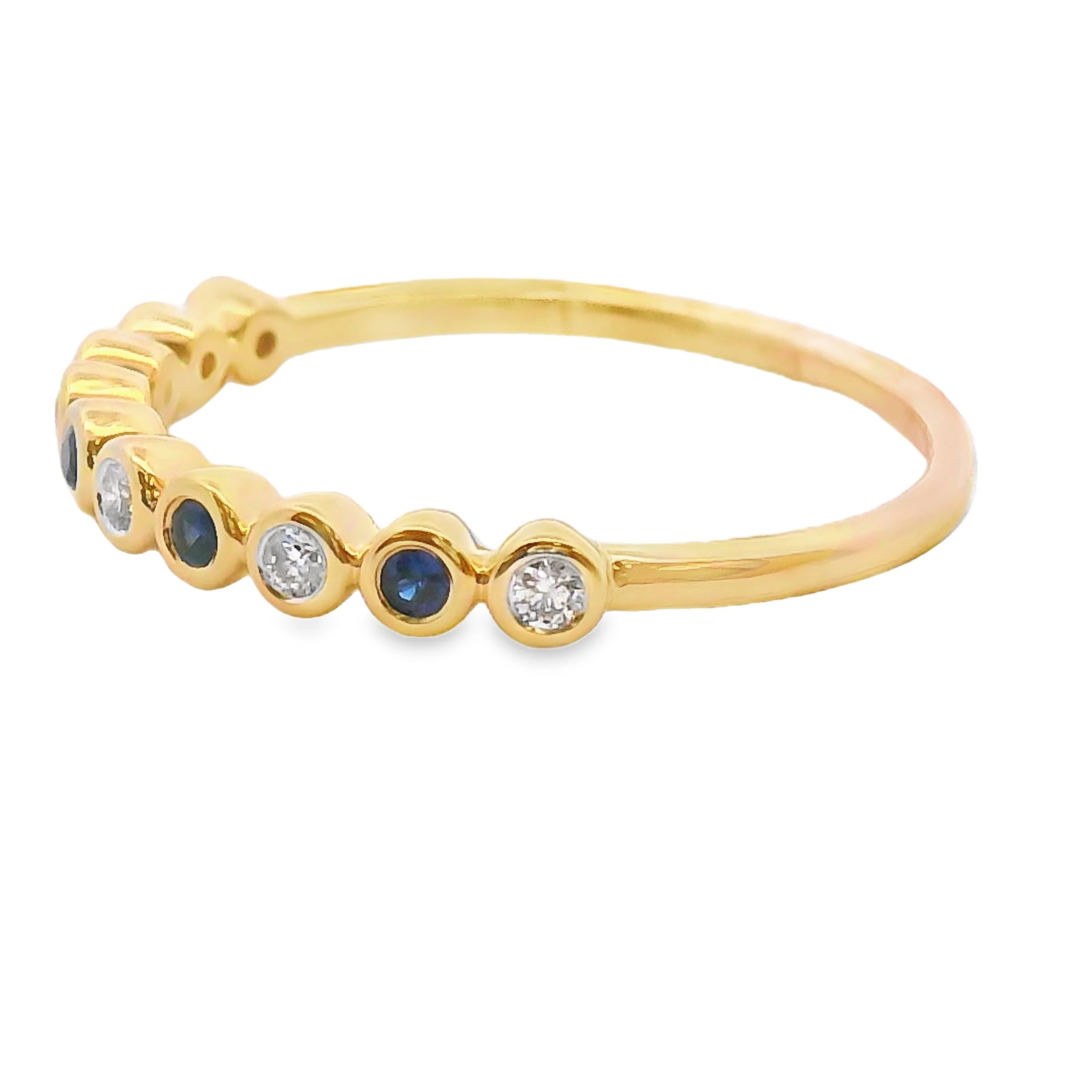 Sapphire Diamond stackable band set 14KT Yellow Gold - Image 2