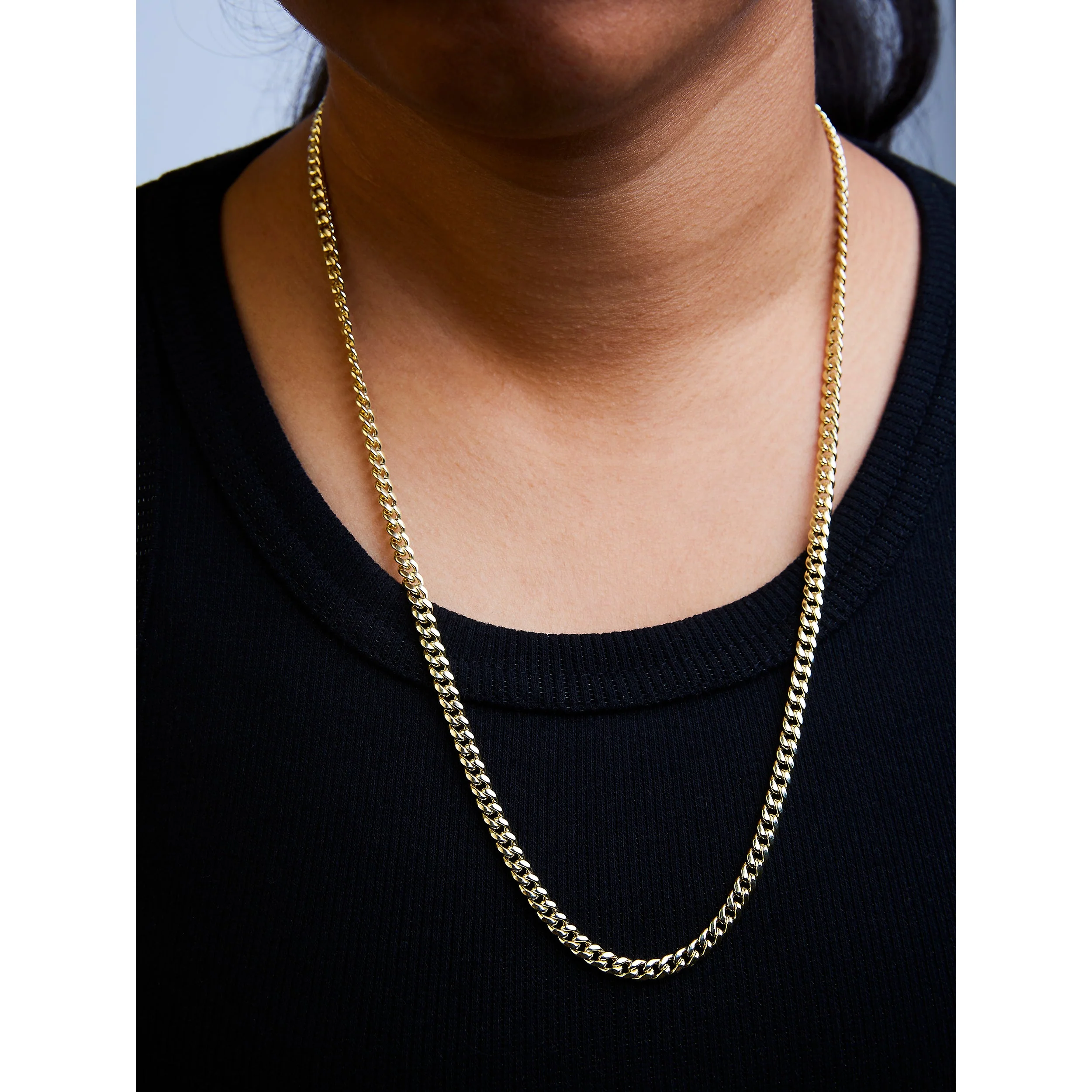 Semi-Solid 14K Yellow Gold 4.5mm Miami Cuban Chain Necklace - Unisex Chain - 22 Inches - Image 11