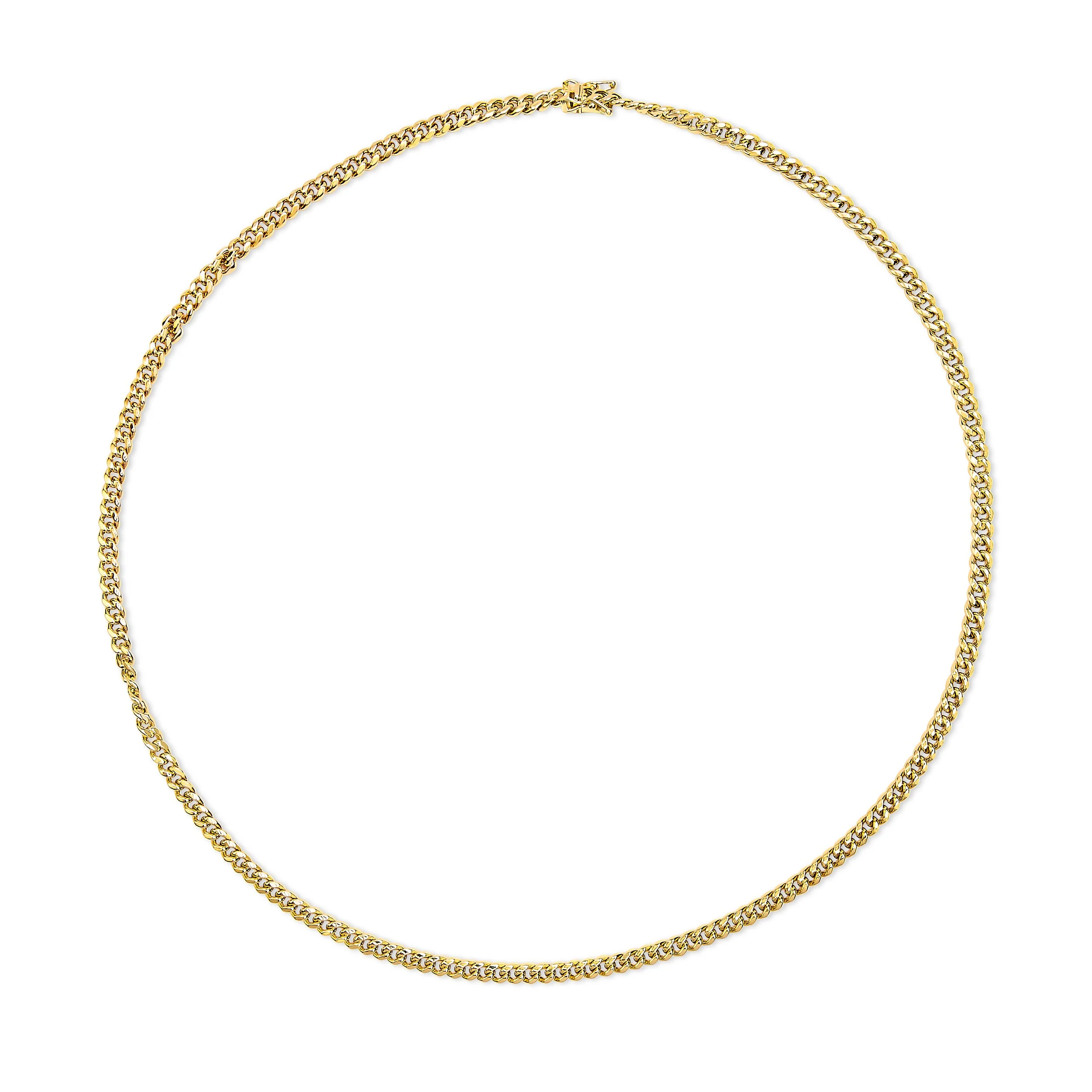 Semi-Solid 14K Yellow Gold 4.5mm Miami Cuban Chain Necklace - Unisex Chain - 22 Inches - Image 3