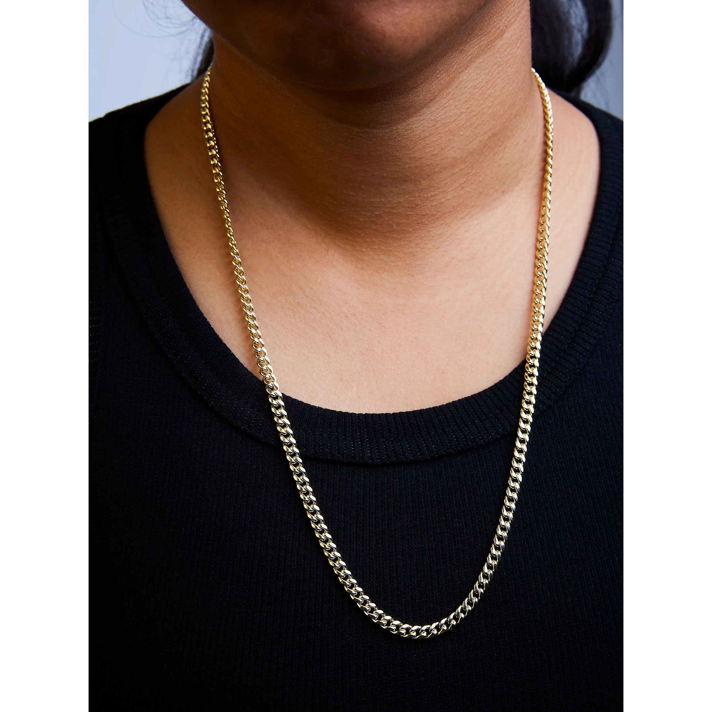Semi-Solid 14K Yellow Gold 4.5mm Miami Cuban Chain Necklace - Unisex Chain - 22 Inches - Image 5
