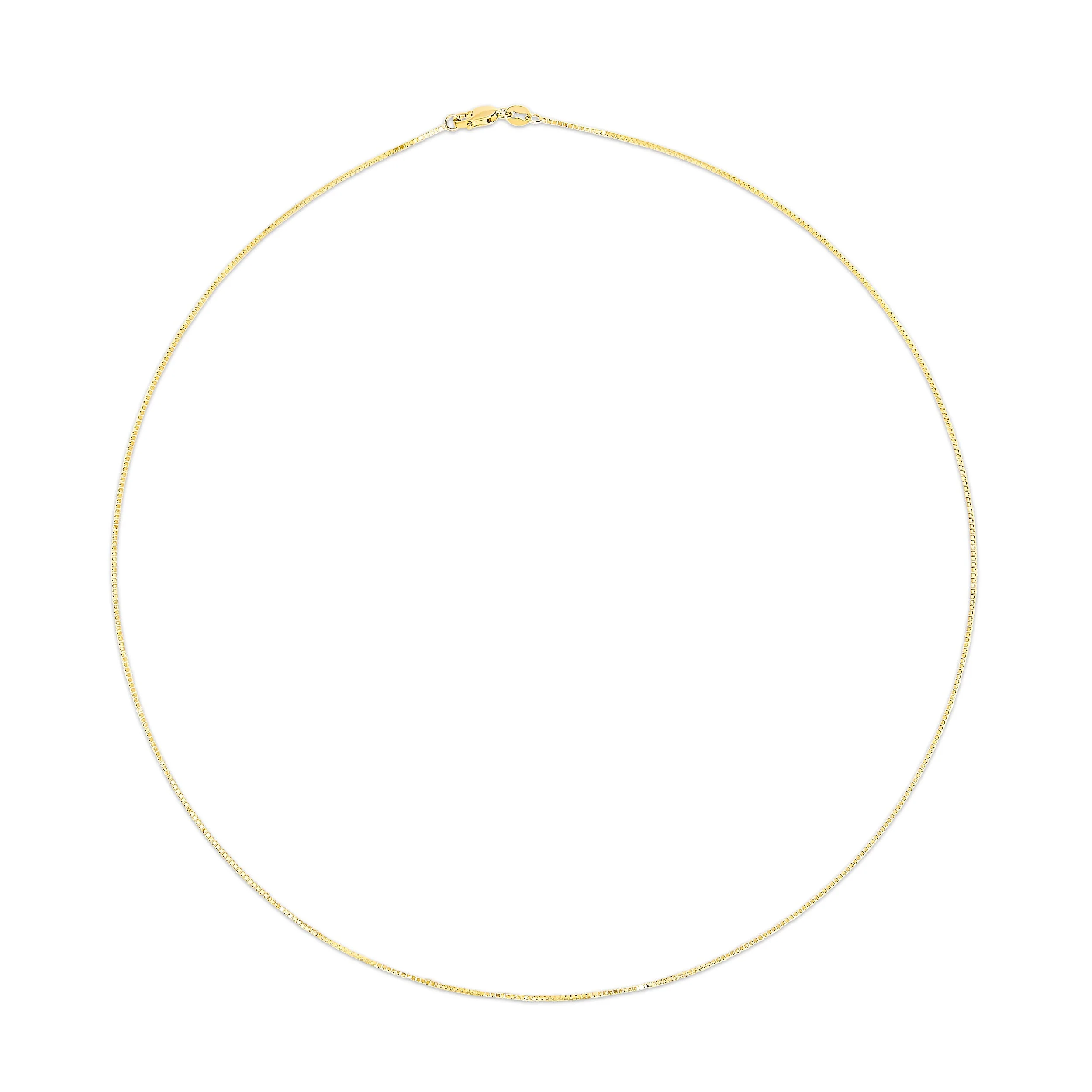 Solid 14K Yellow Gold 0.75mm Classic Box Chain Necklace. Unisex Chain - Size 16 Inches - Image 3