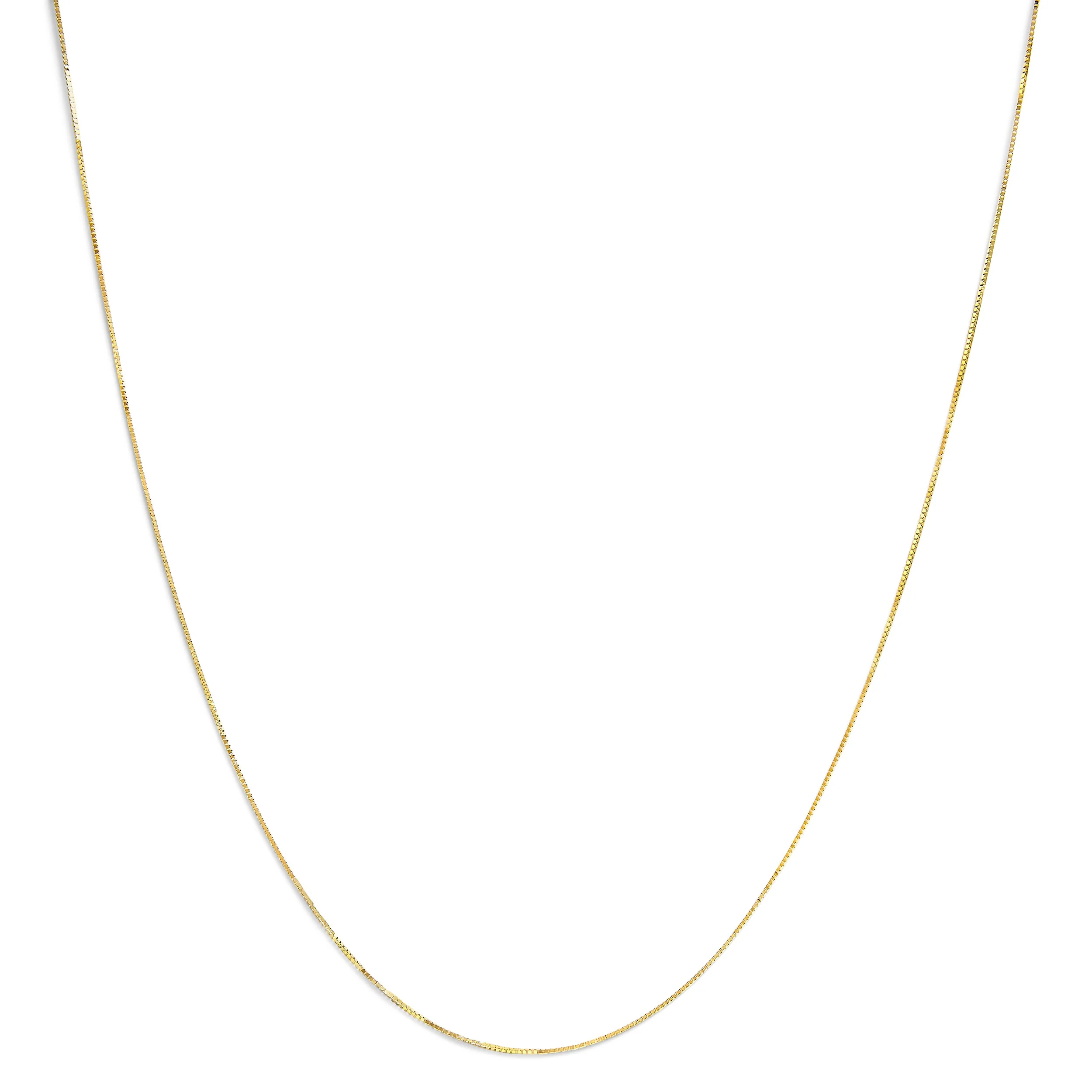 Solid 14K Yellow Gold 0.75mm Classic Box Chain Necklace. Unisex Chain - Size 16 Inches - Image 7