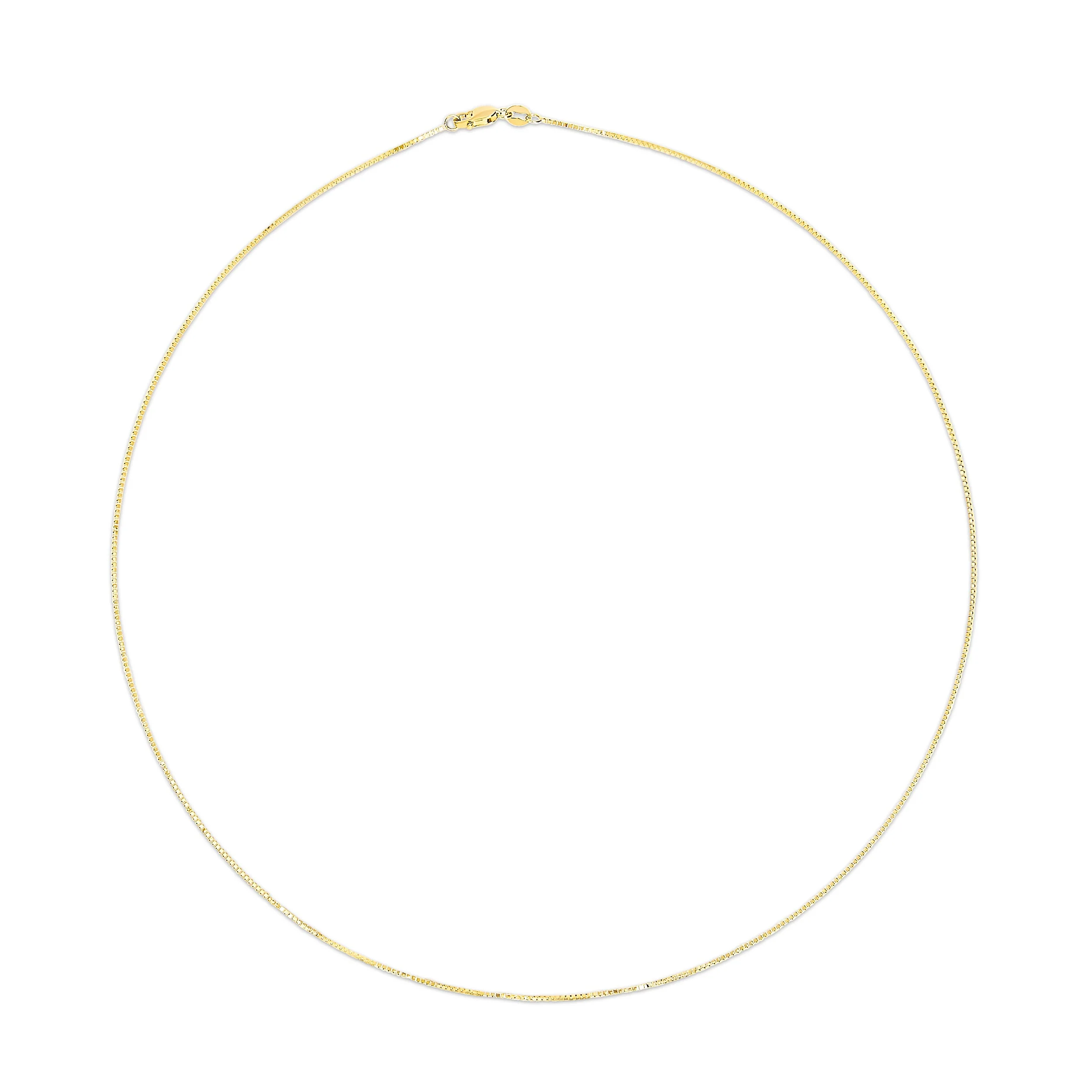 Solid 14K Yellow Gold 0.75mm Classic Box Chain Necklace. Unisex Chain - Size 16 Inches - Image 9