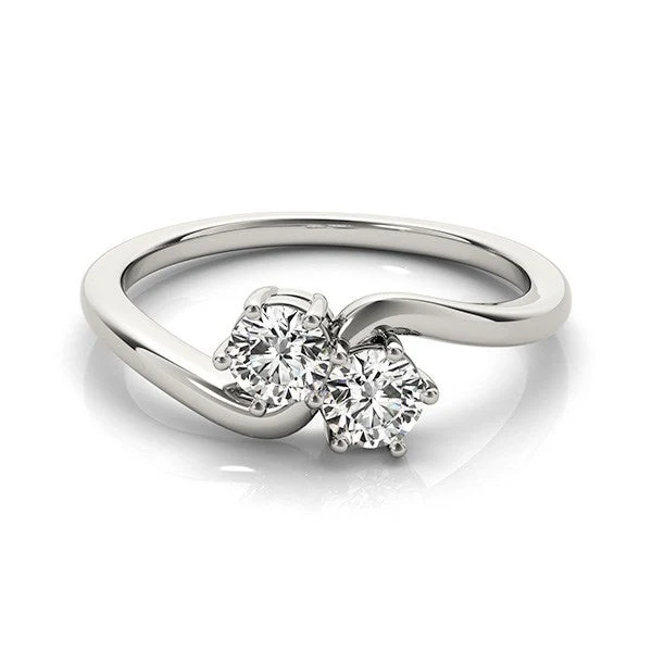 Solitaire Two Stone Diamond Ring in 14k White Gold (1/2 cttw) - Image 3