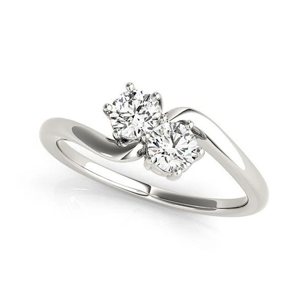 Solitaire Two Stone Diamond Ring in 14k White Gold (1/2 cttw) - Image 4