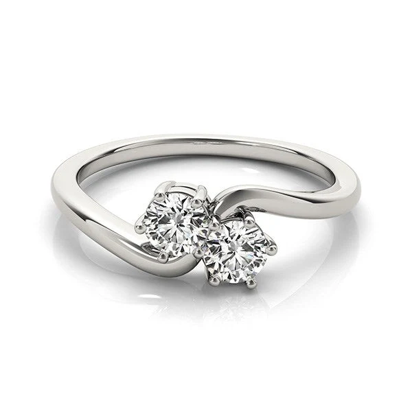 Solitaire Two Stone Diamond Ring in 14k White Gold (1/2 cttw) - Image 6
