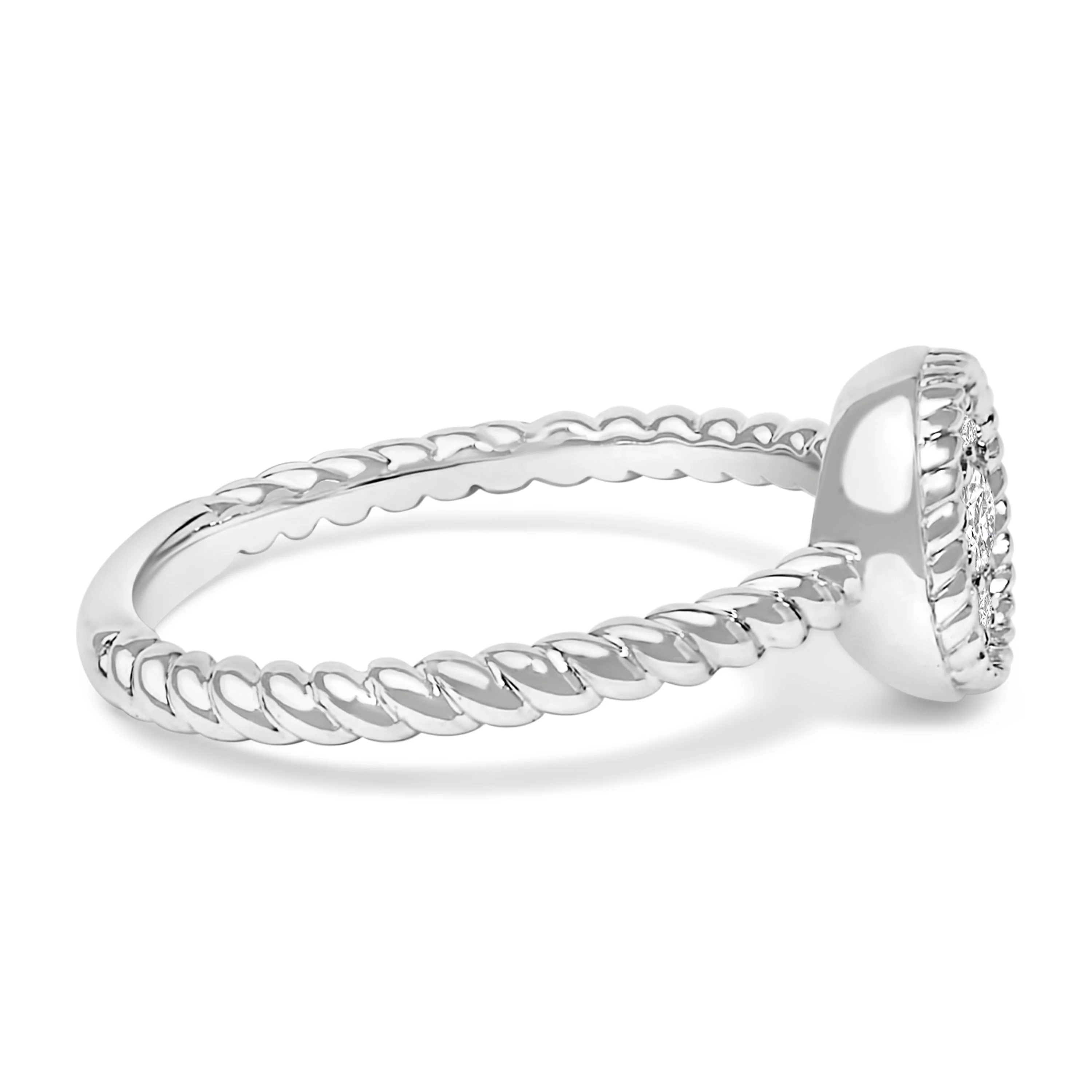 Sterling Silver 1/4 Cttw Diamond Floral Round Braided Ring - Image 2