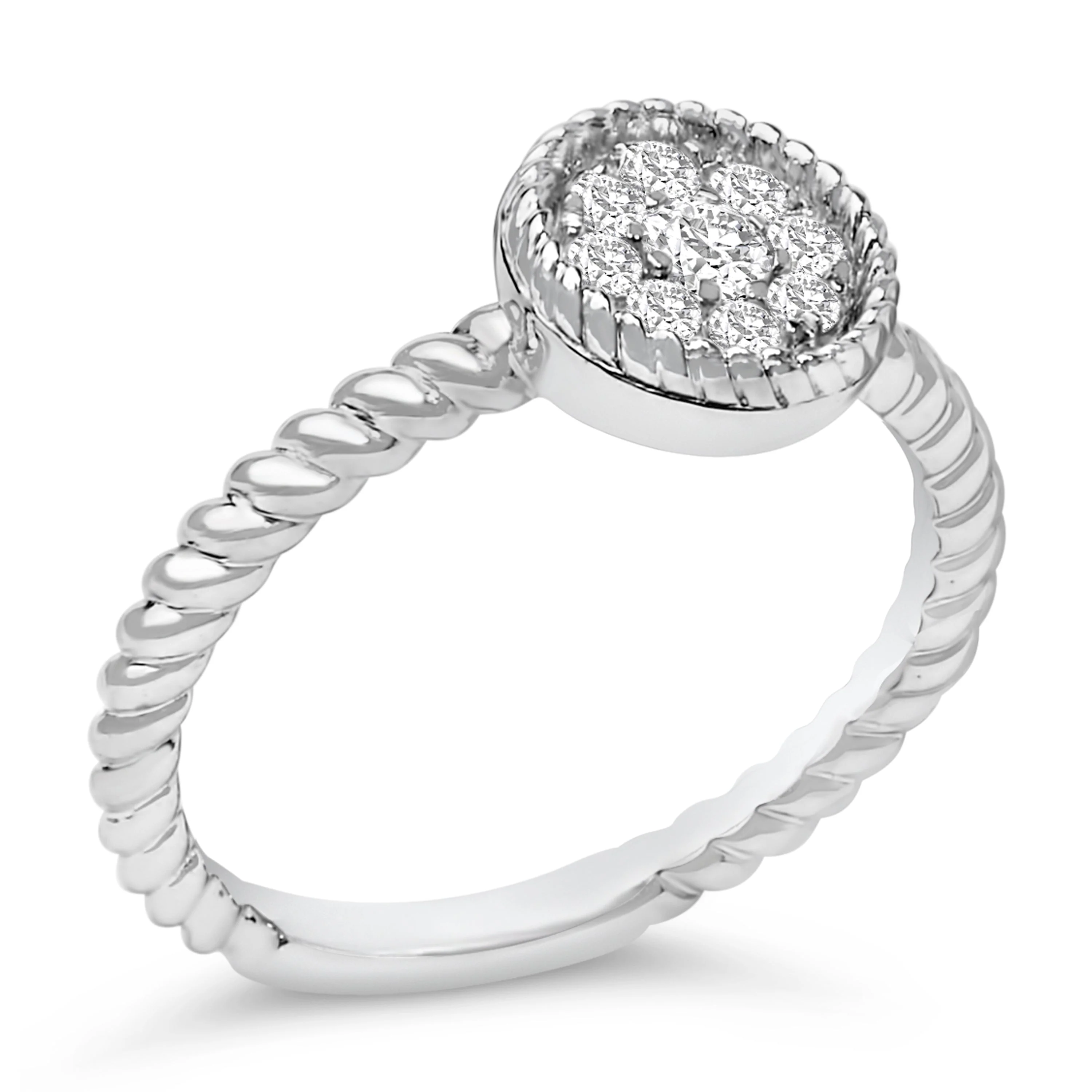 Sterling Silver 1/4 Cttw Diamond Floral Round Braided Ring - Image 3