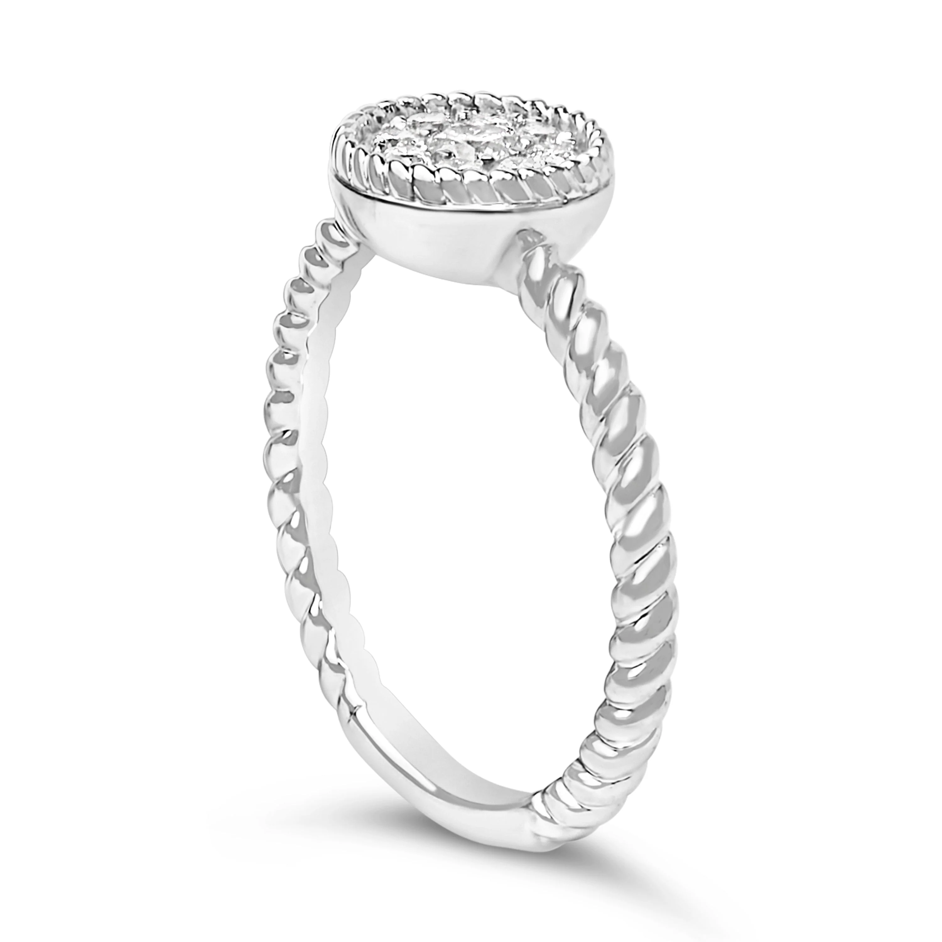 Sterling Silver 1/4 Cttw Diamond Floral Round Braided Ring - Image 4