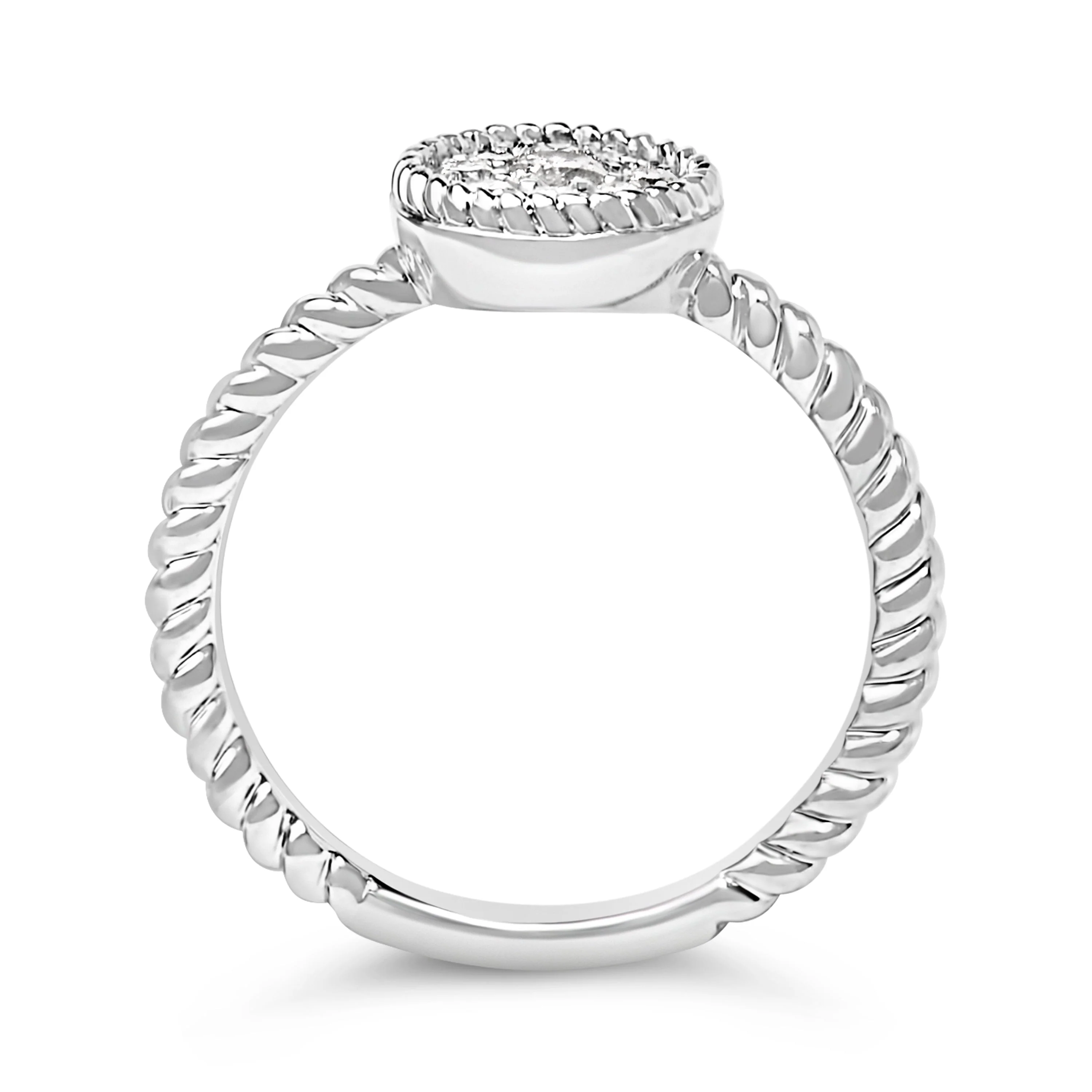 Sterling Silver 1/4 Cttw Diamond Floral Round Braided Ring - Image 5