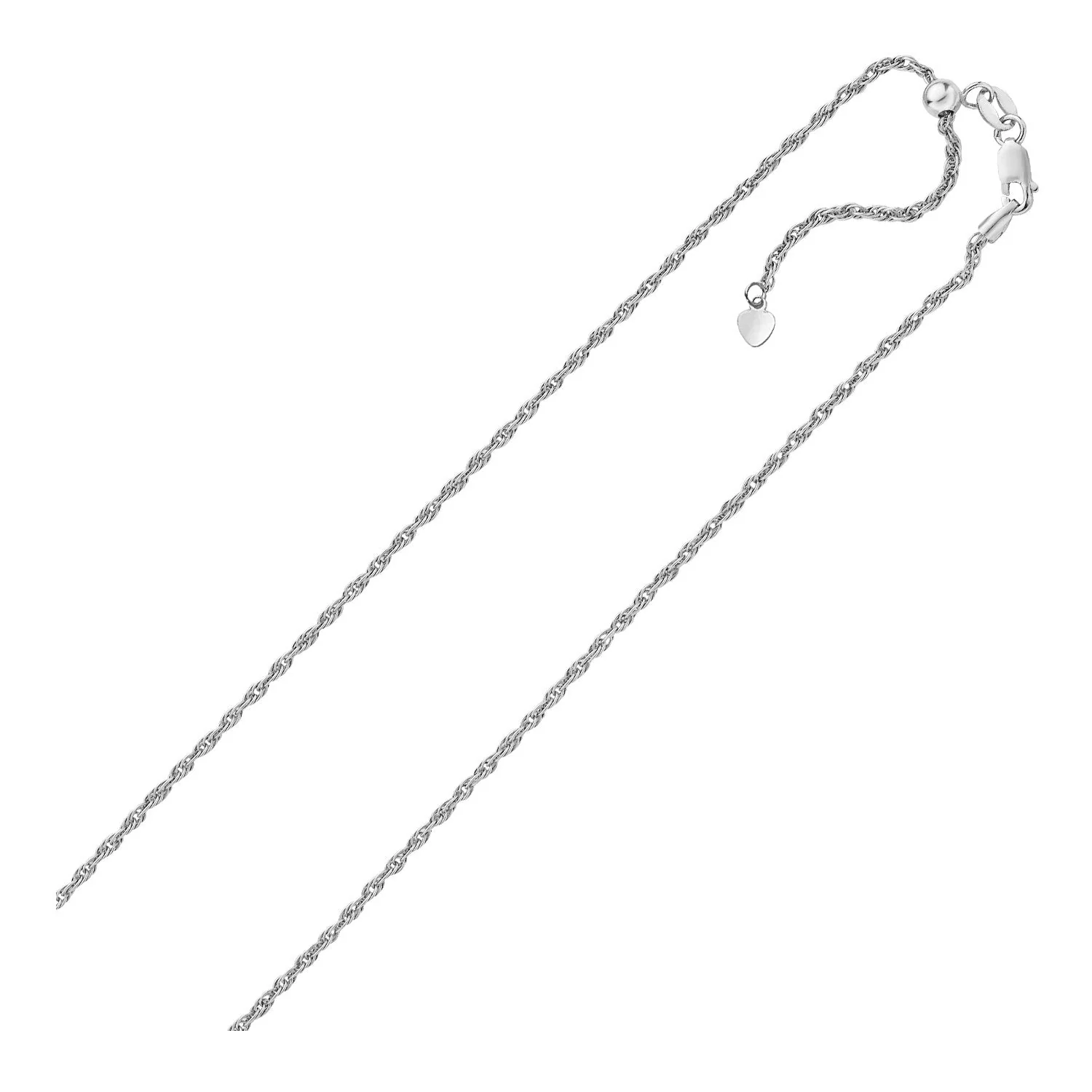 Sterling Silver 1.5mm Adjustable Rope Chain - Image 4
