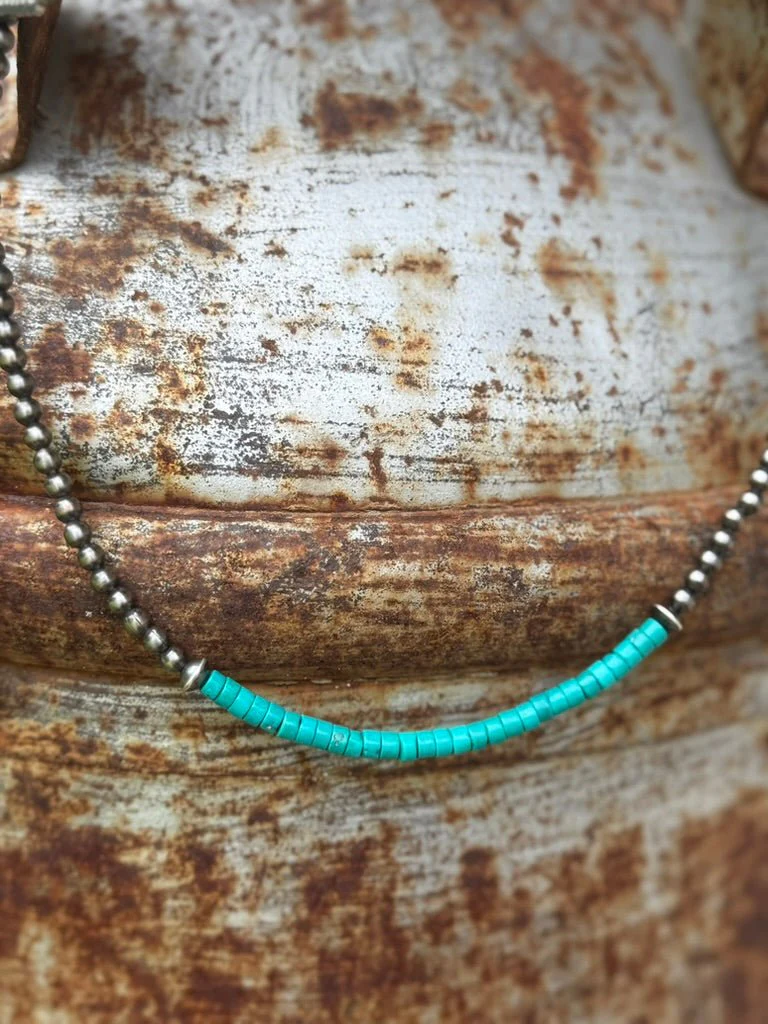 Sterling Silver Azure Soul Heishi Beaded Necklace
